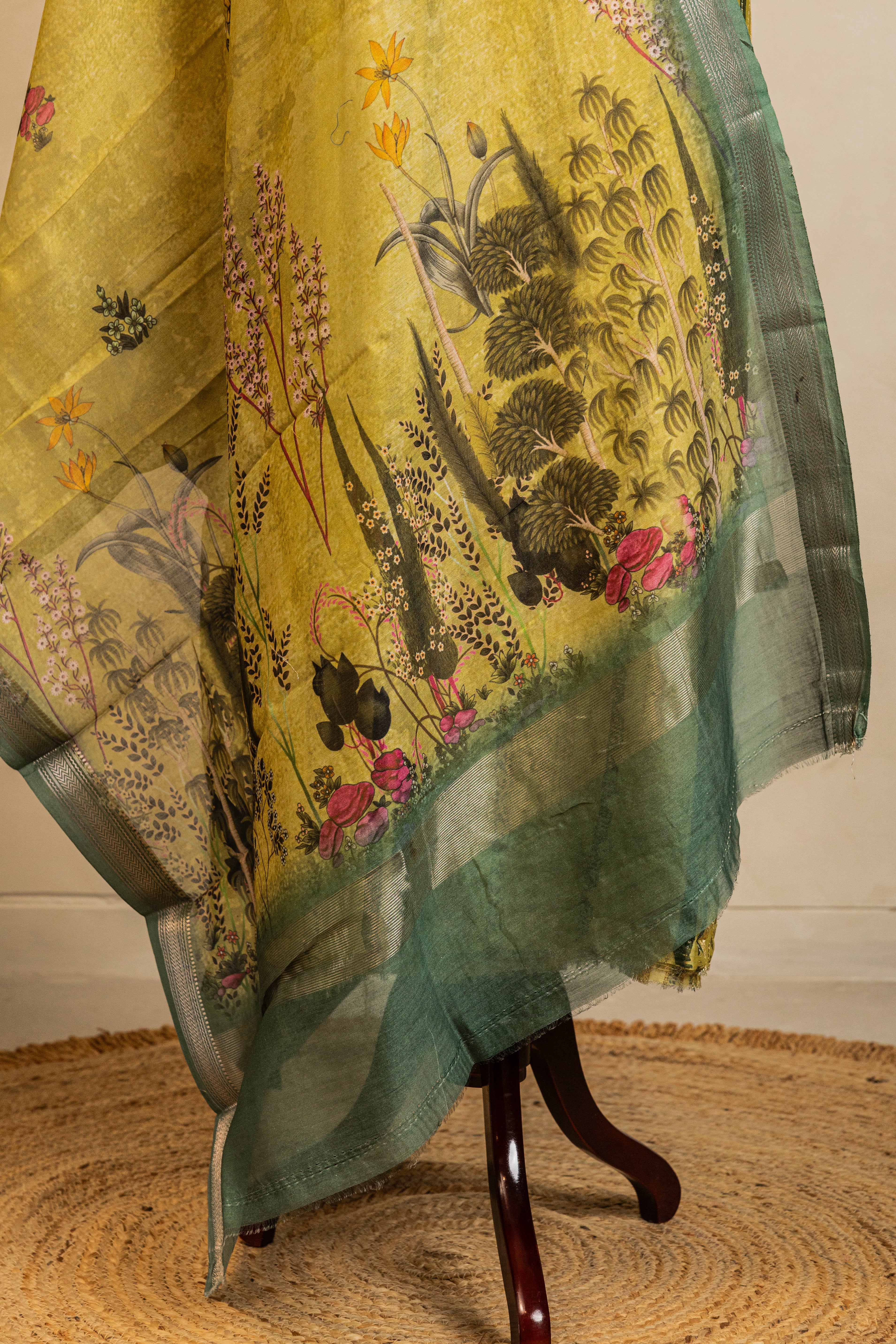 Yellow Cotton Silk Handloom Banarasi Suit