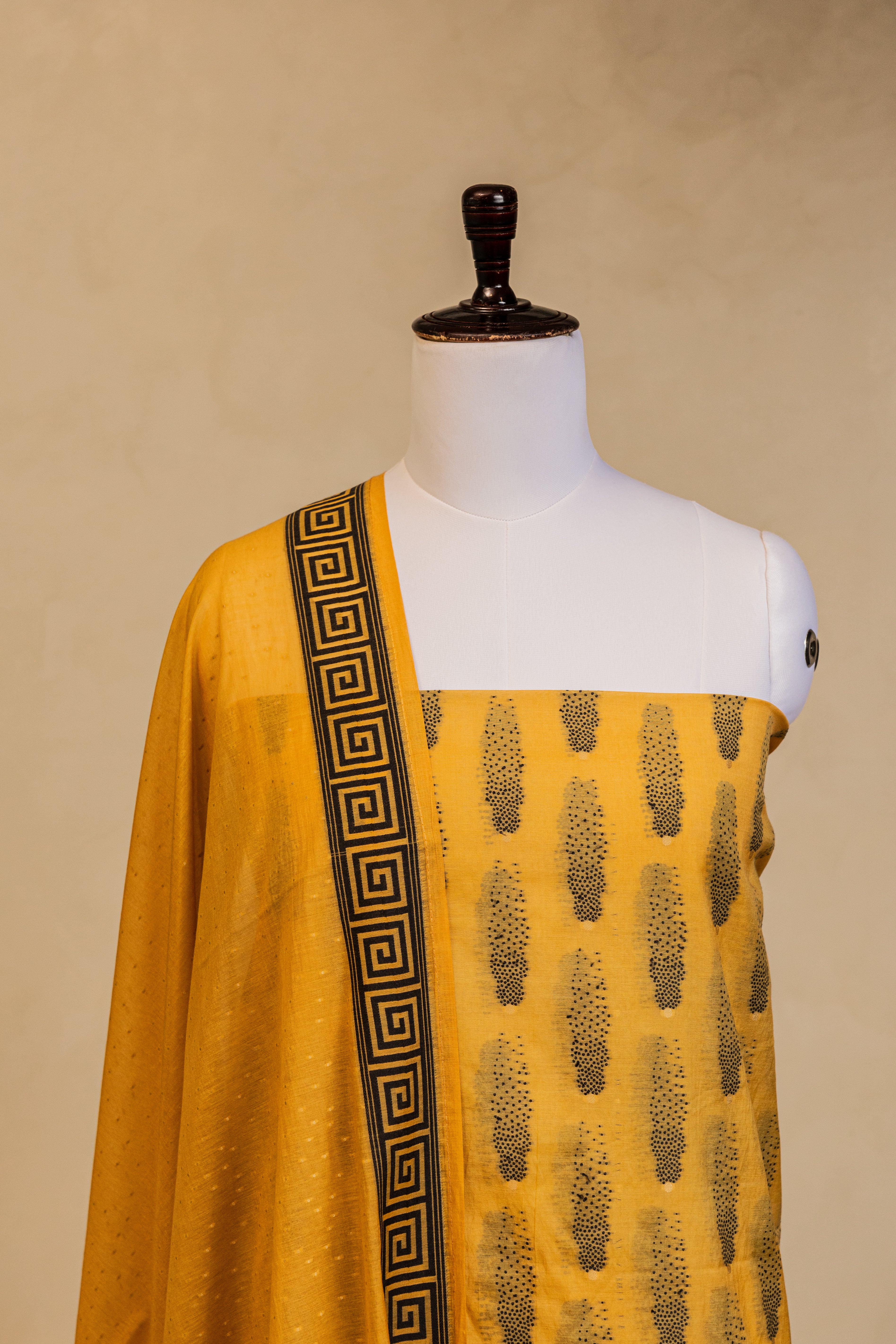 Mustard Cotton Silk Handloom Banarasi Suit