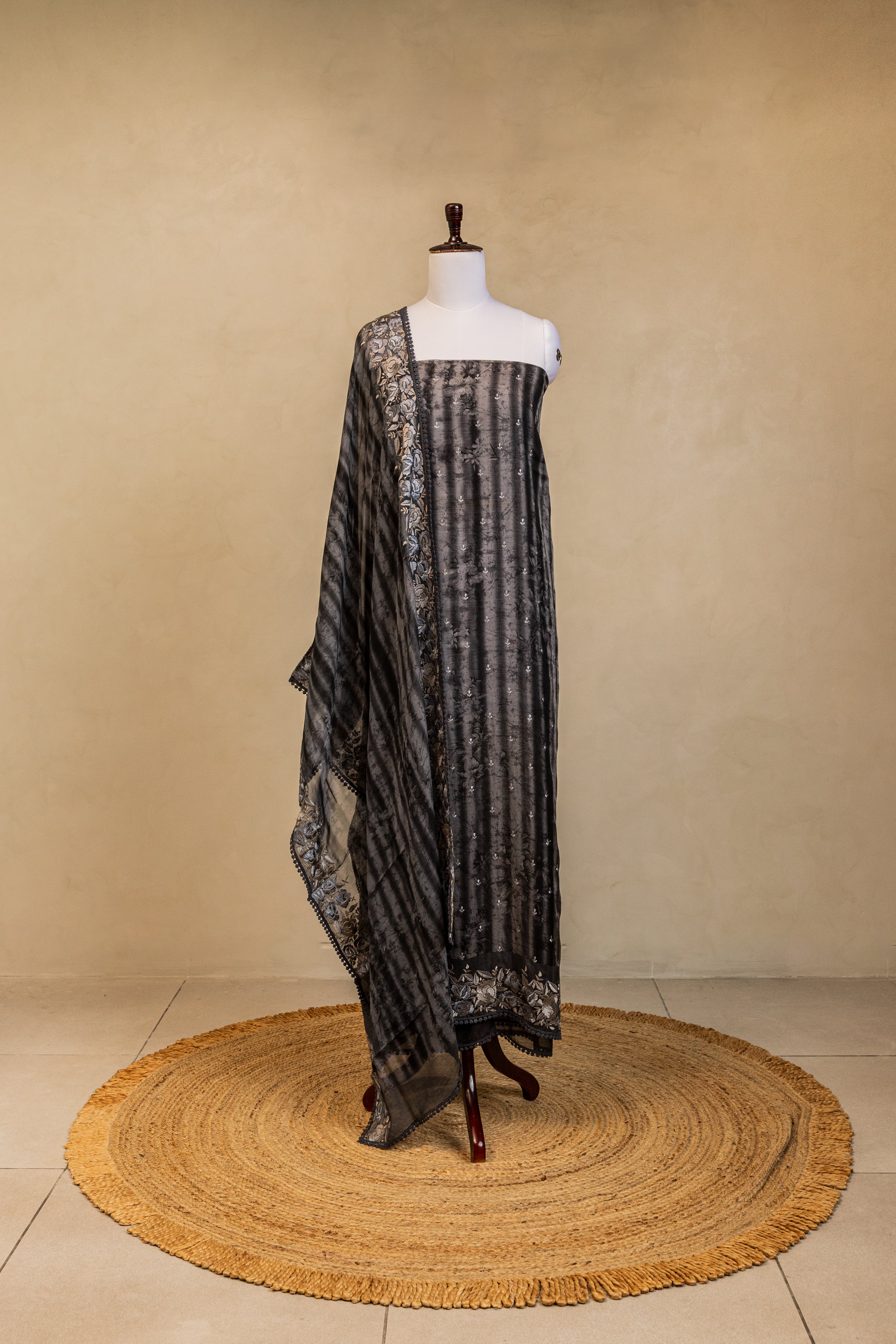 Black Organza Silk Handloom Banarasi Suit