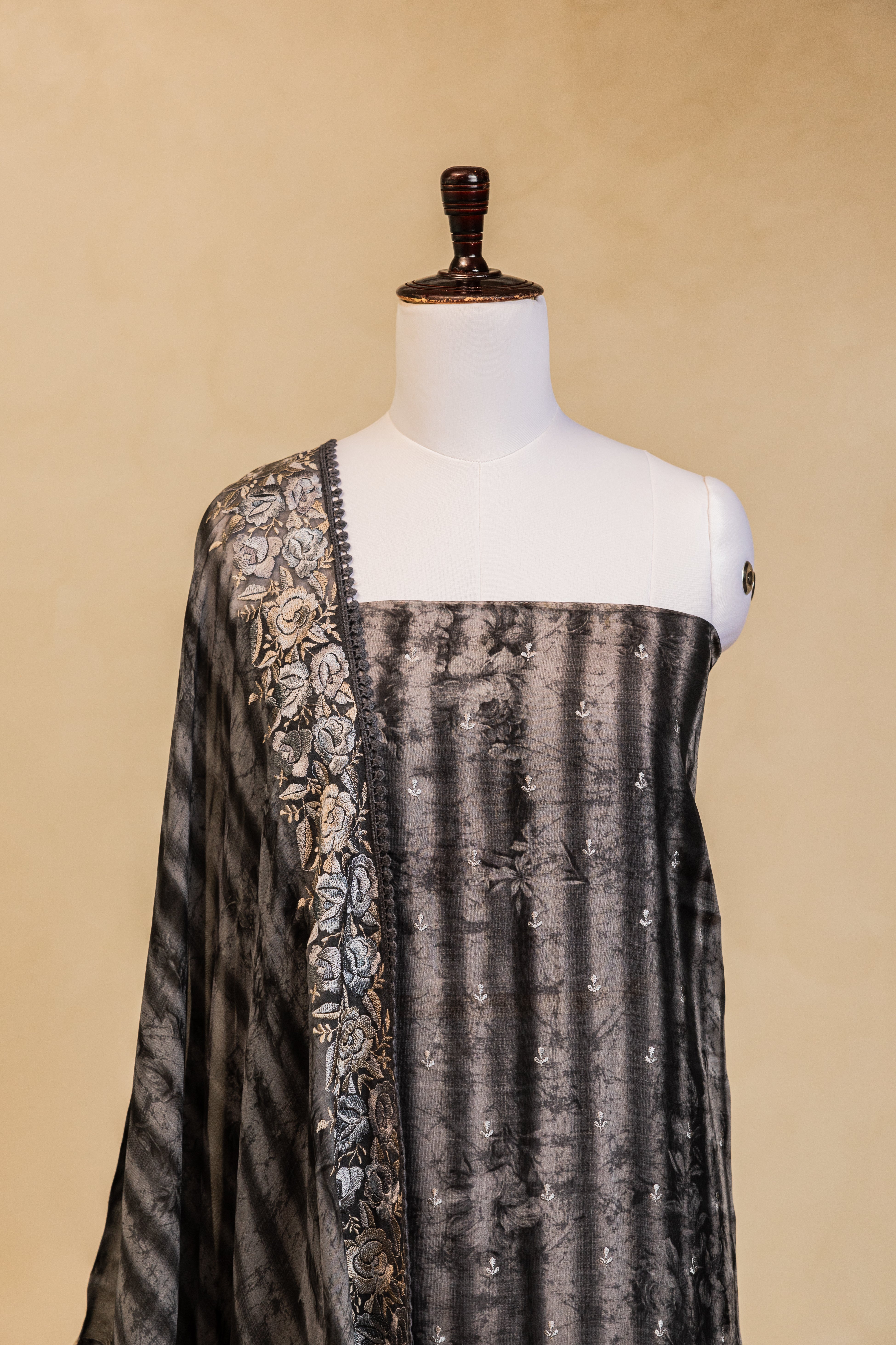 Black Organza Silk Handloom Banarasi Suit