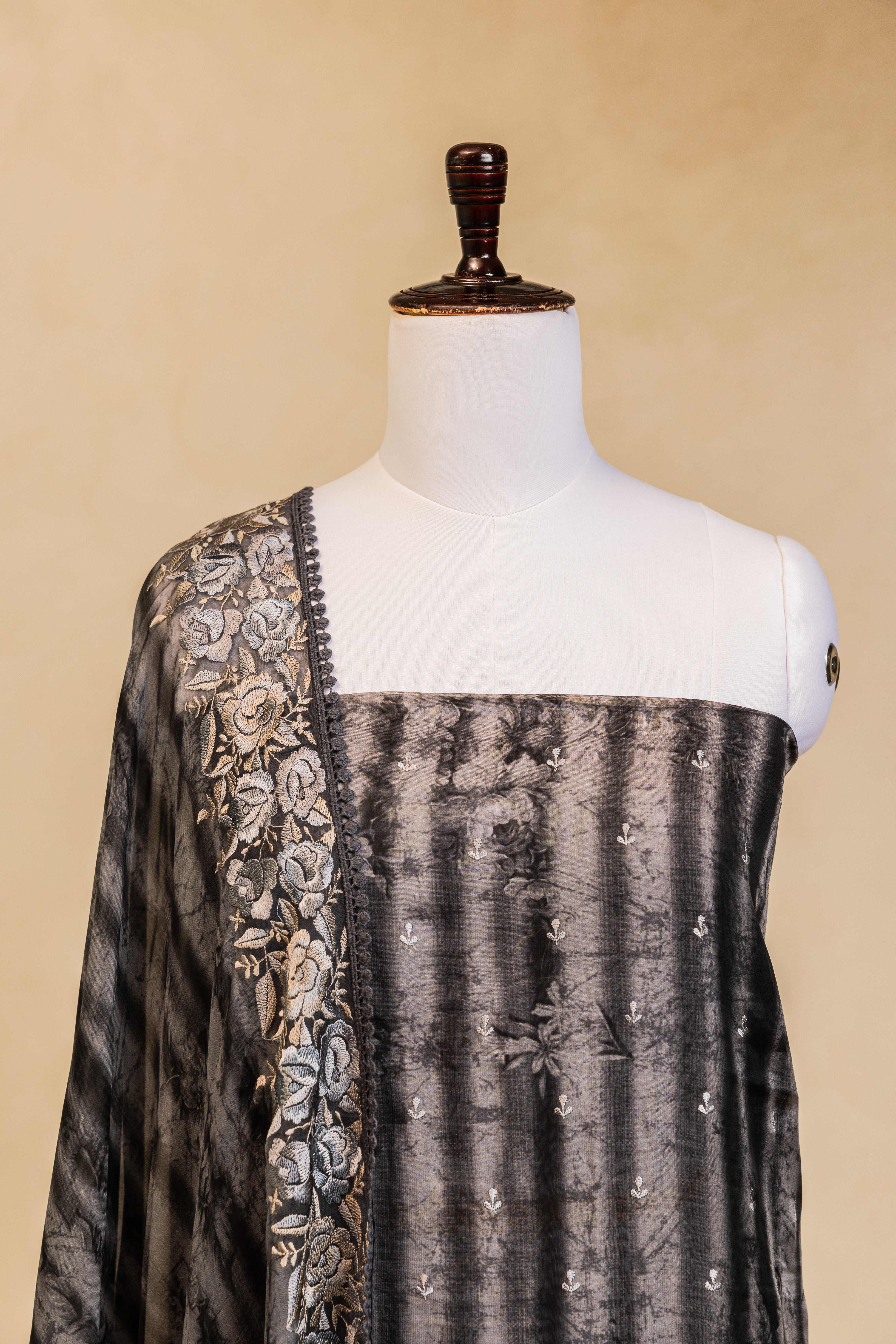 Black Organza Silk Handloom Banarasi Suit