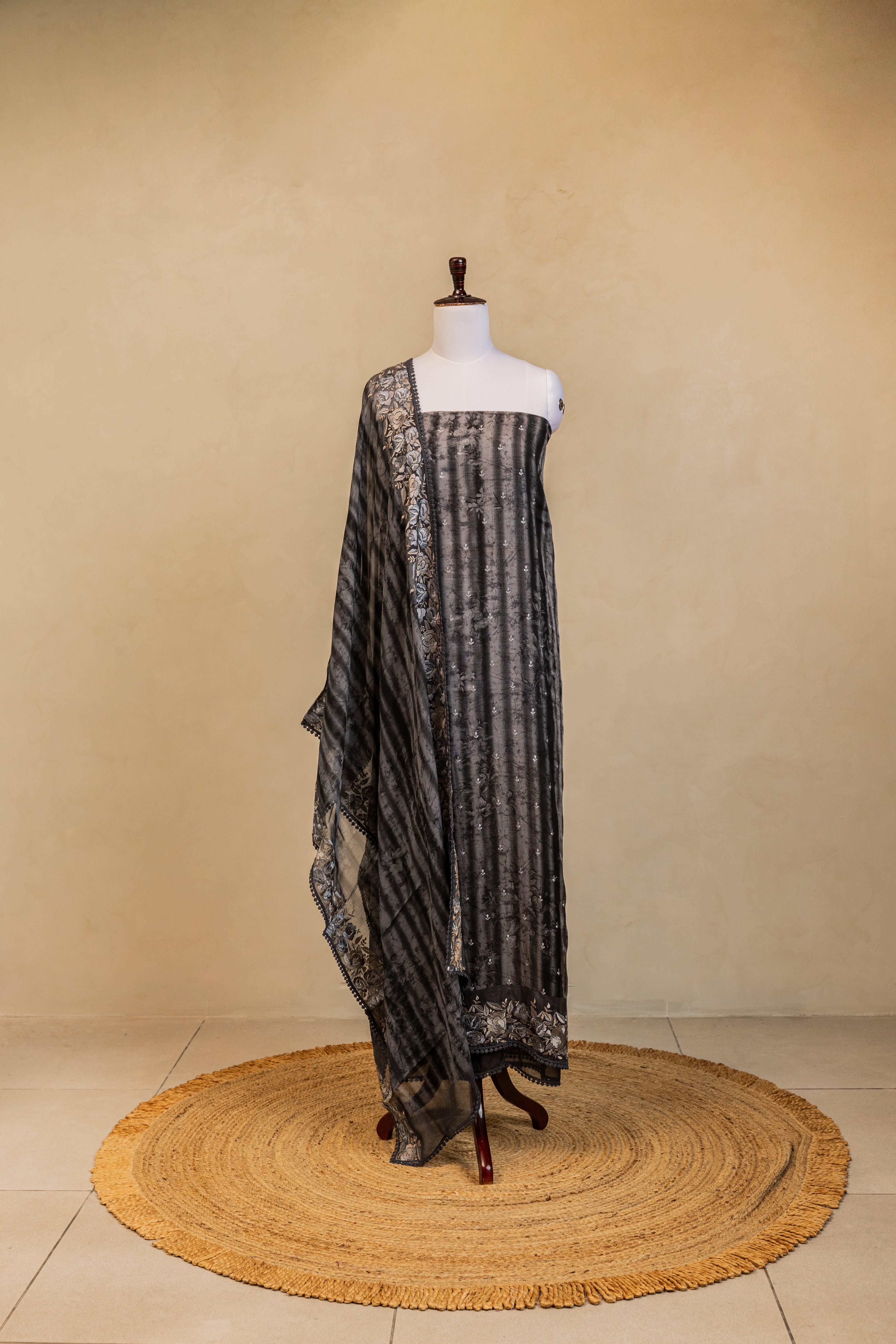 Black Organza Silk Handloom Banarasi Suit