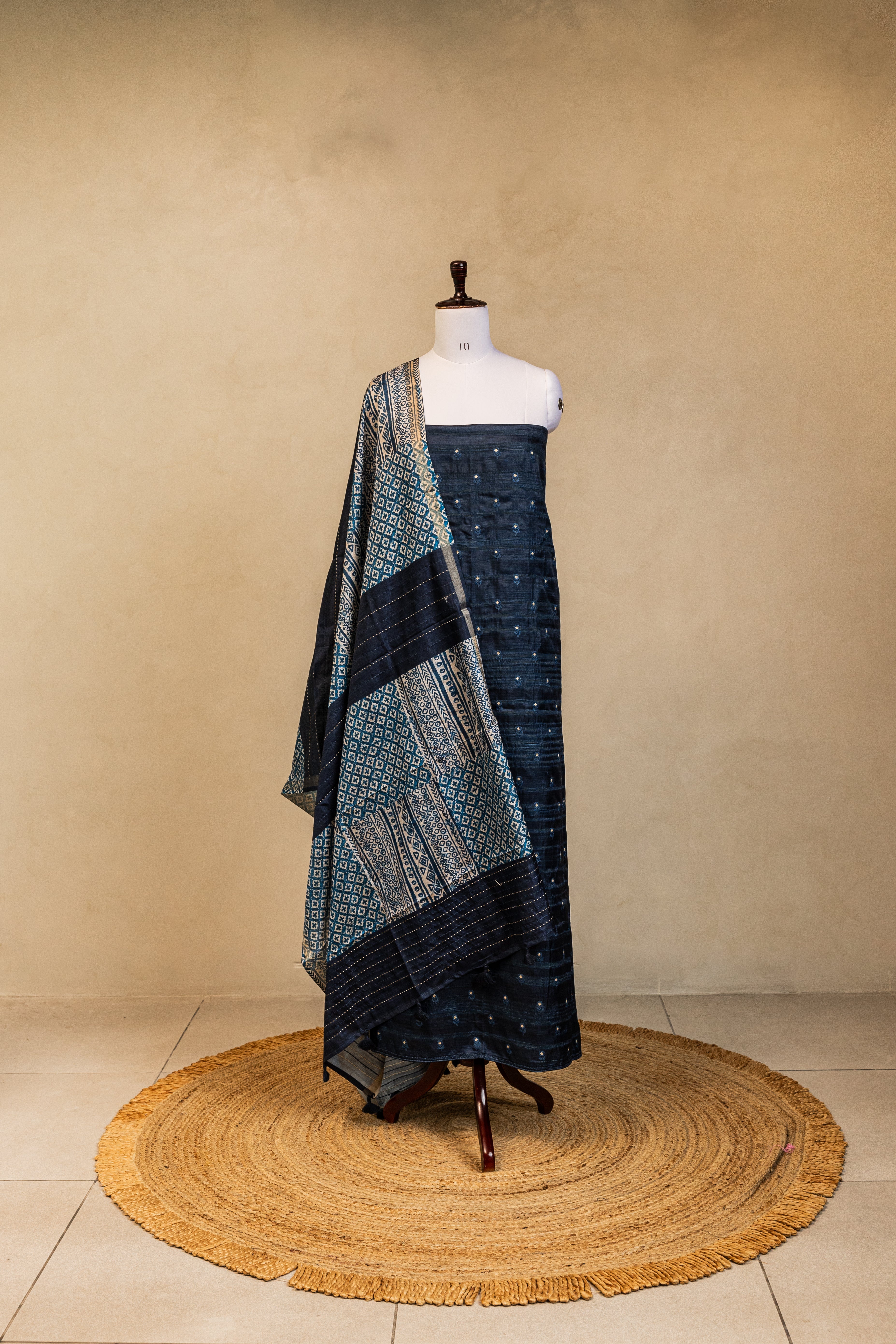 Blue Tussar Handloom Banarasi Suit