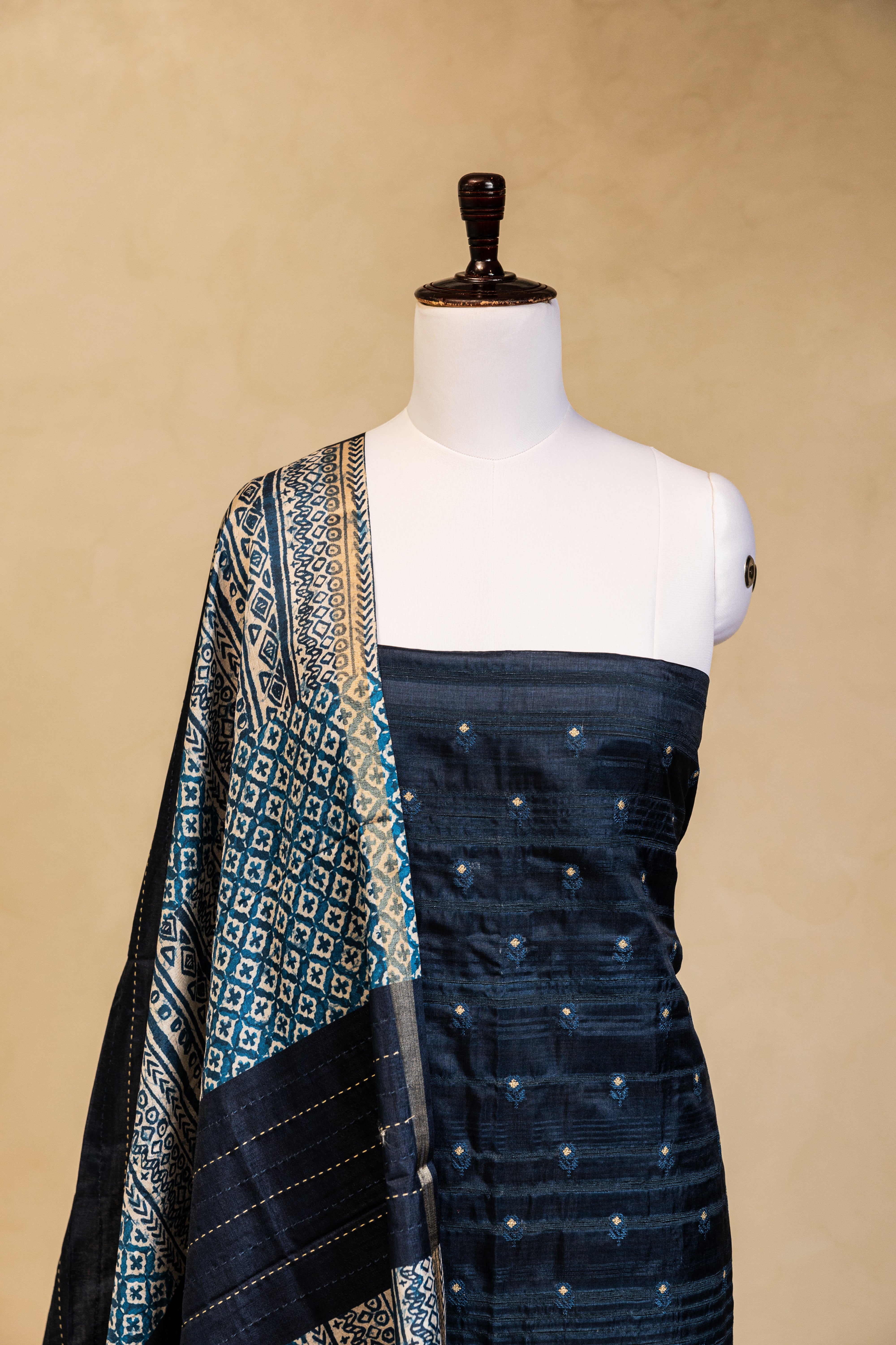 Blue Tussar Handloom Banarasi Suit