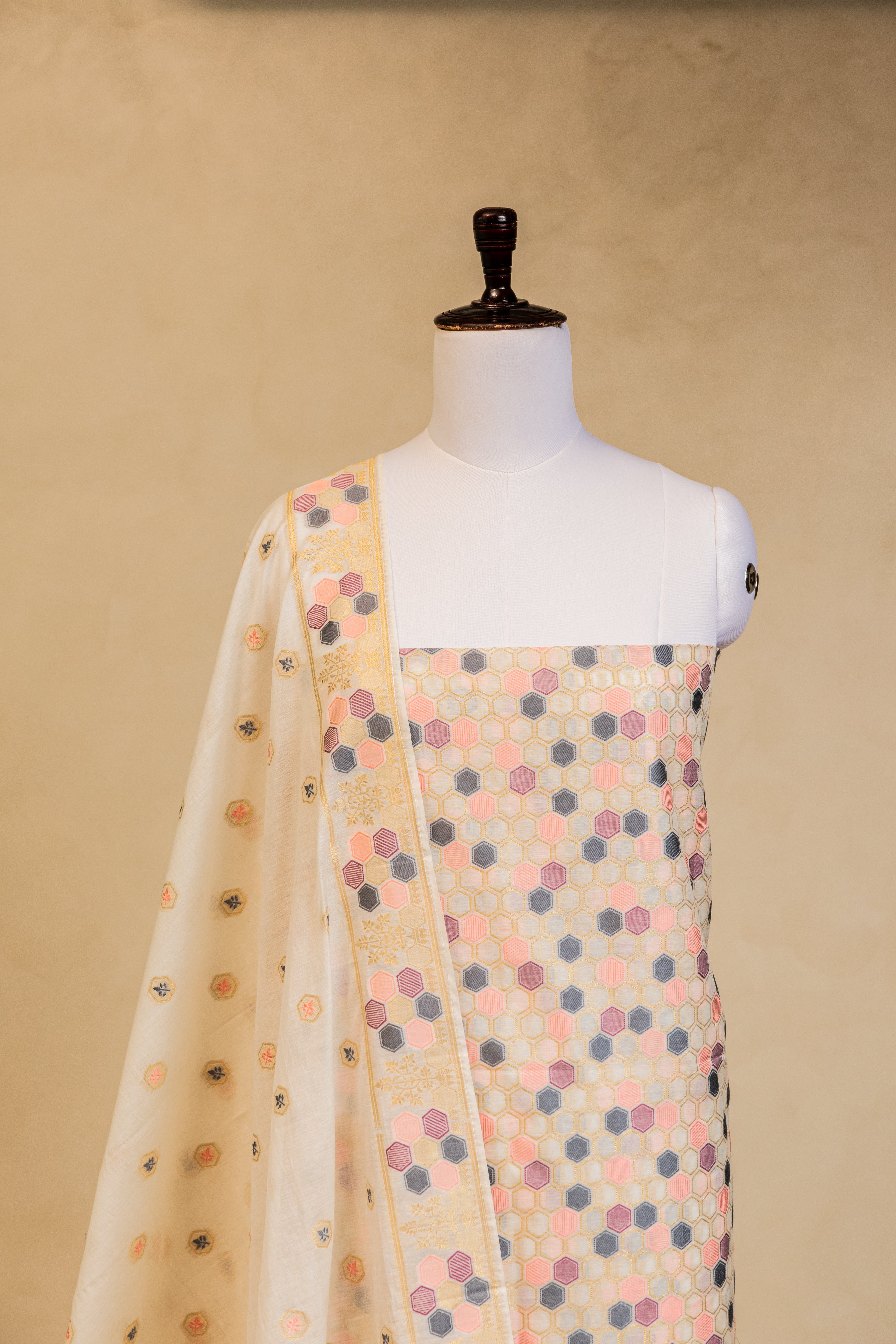 Multi Color Cotton Silk Handloom Banarasi Suit