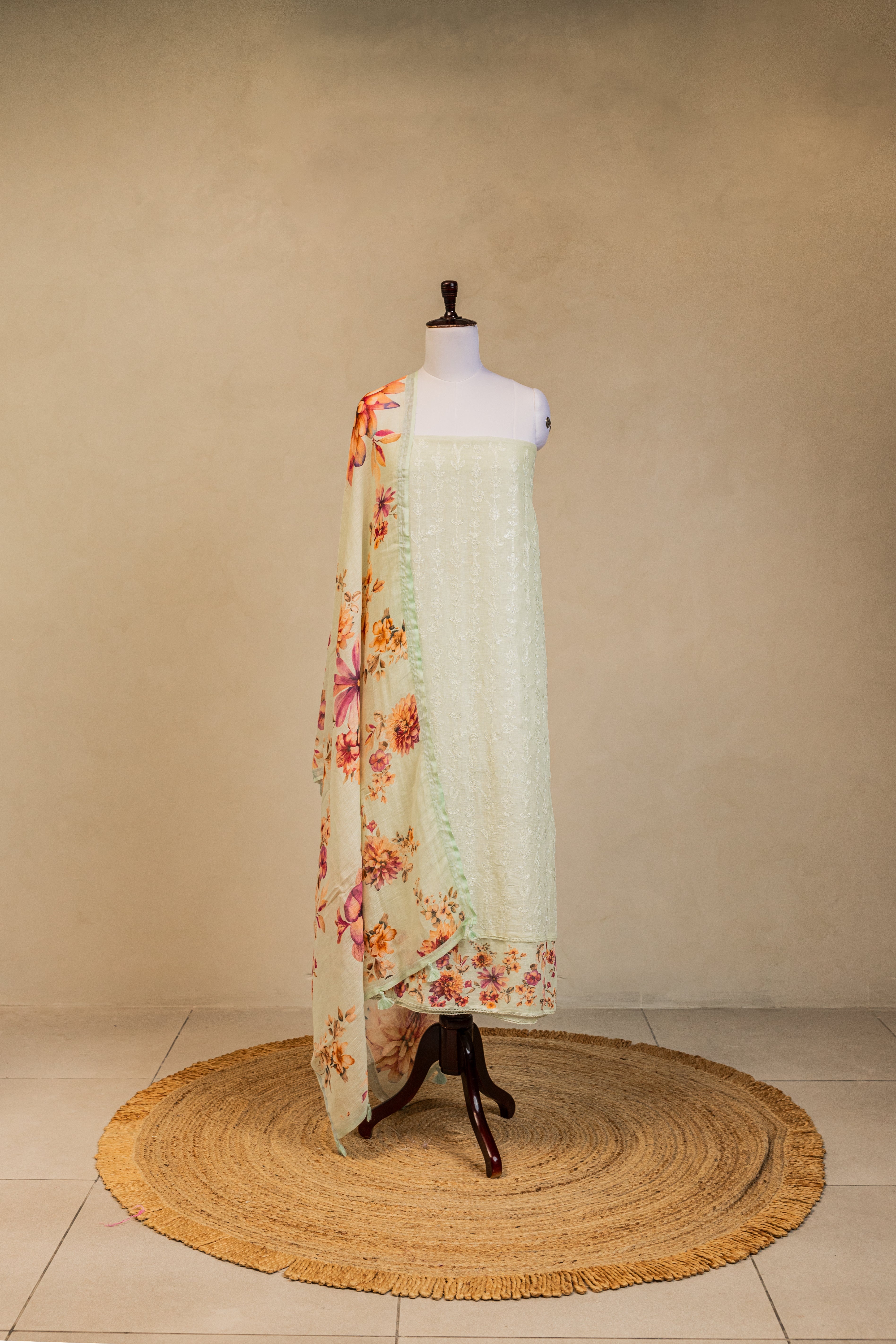 Green Linen Handloom Banarasi Suit