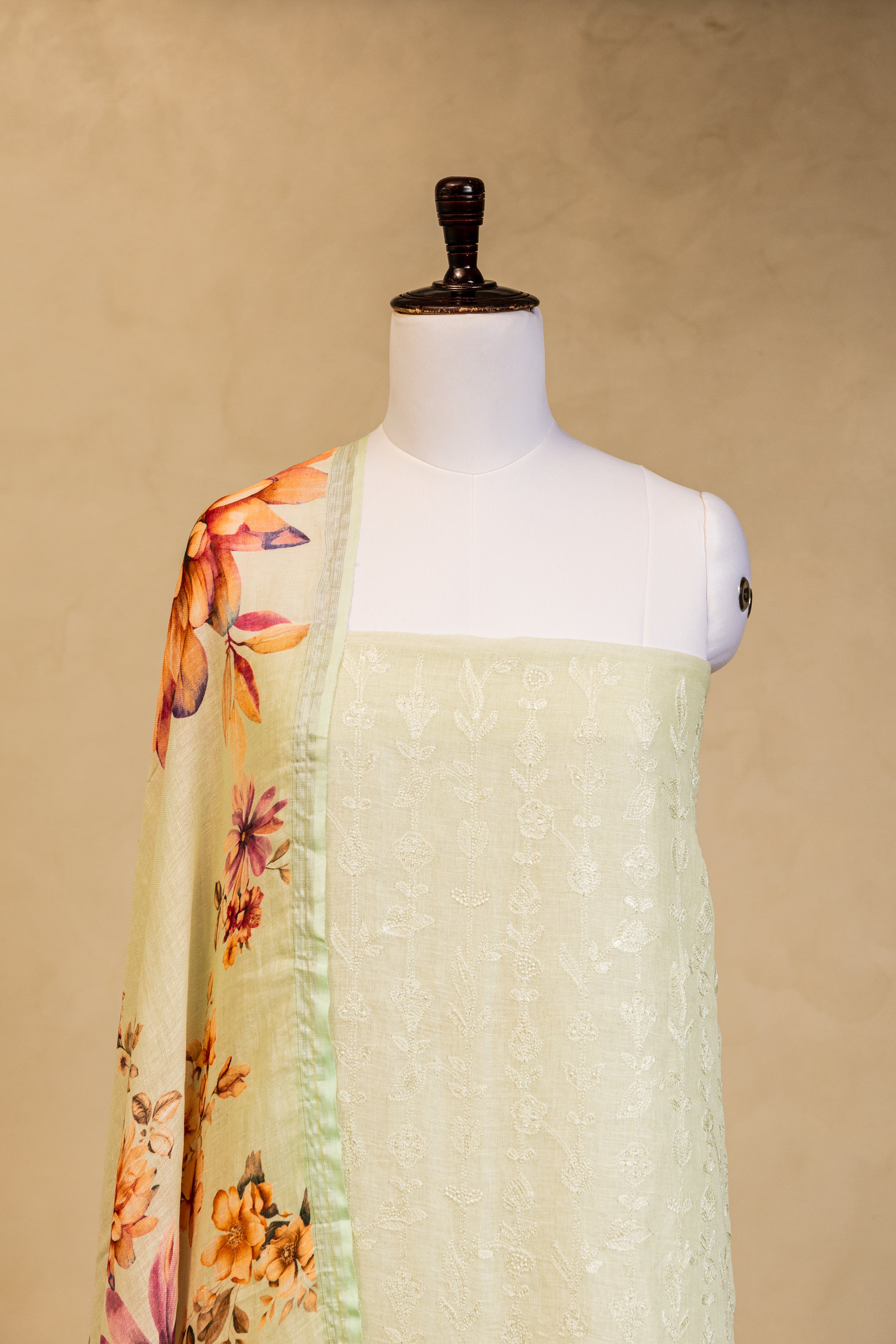 Green Linen Handloom Banarasi Suit