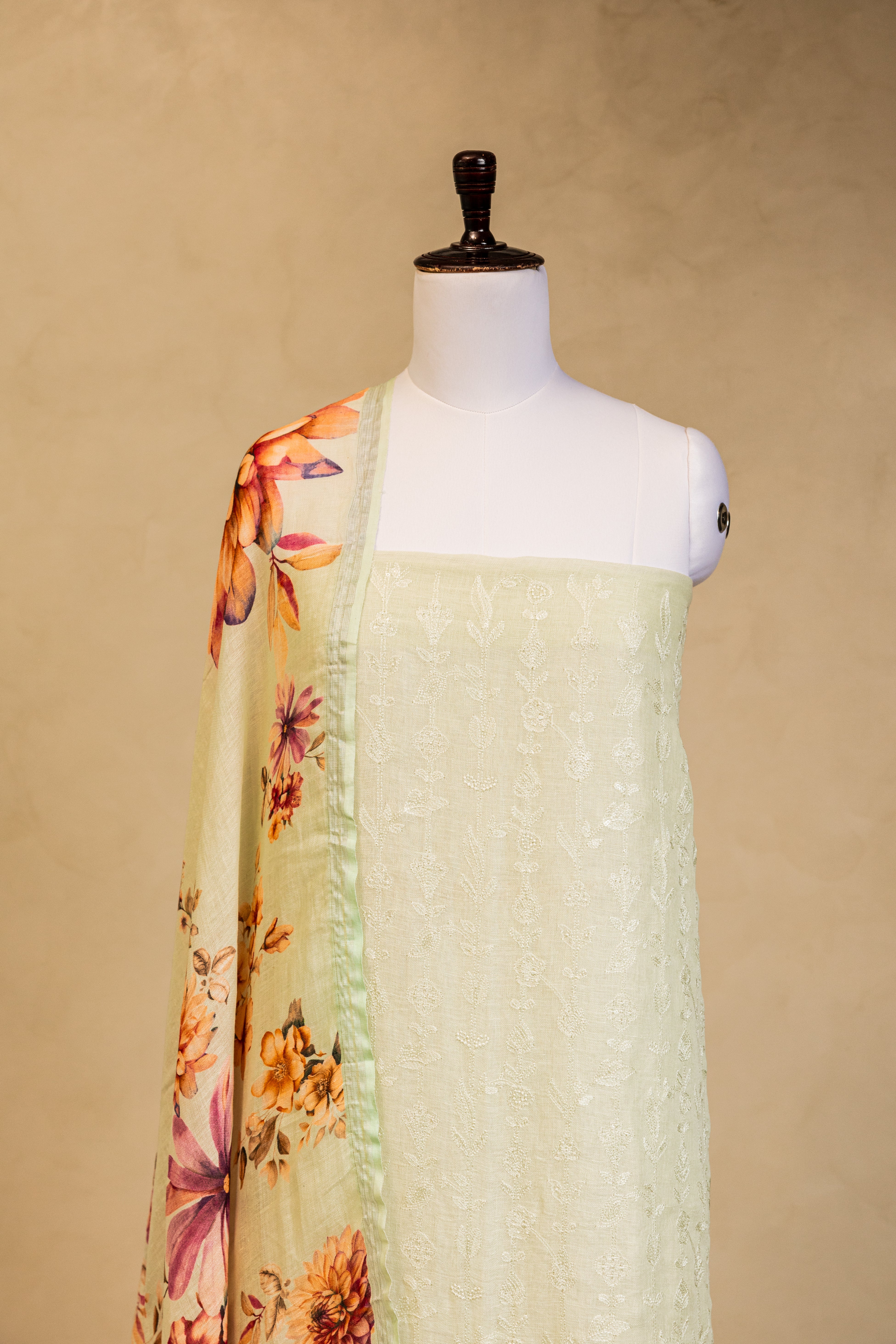 Green Linen Handloom Banarasi Suit