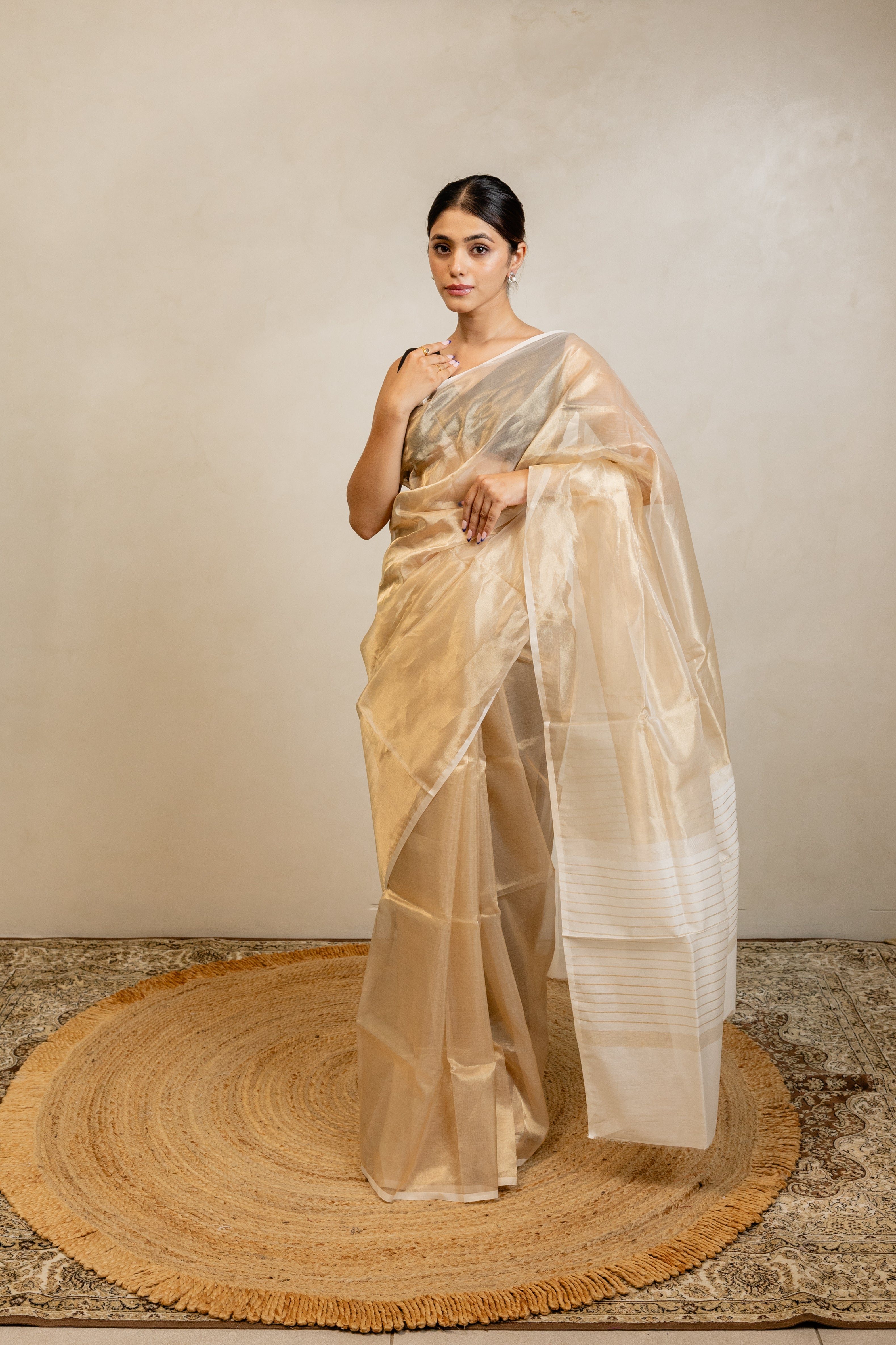 Gold Dyable Tissue Silk Handloom Saree