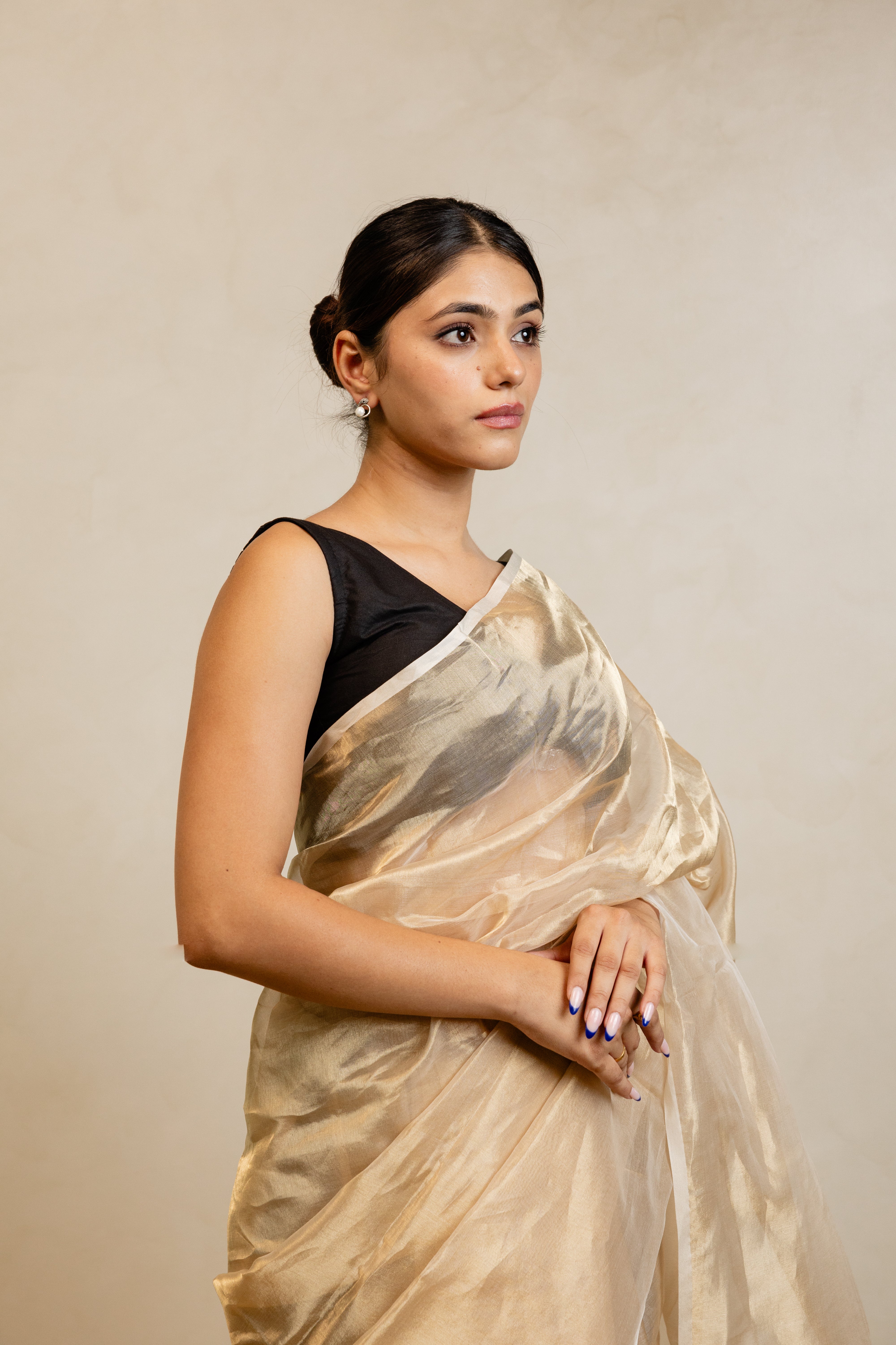 Gold Dyable Tissue Silk Handloom Saree