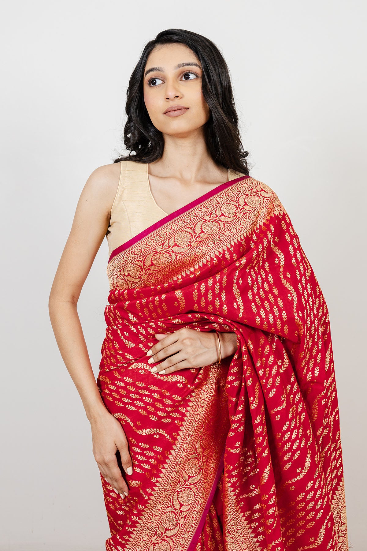 Red Pure Cotton Silk Banarasi Handloom Saree
