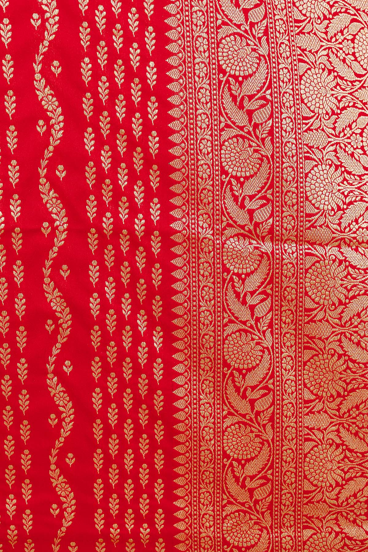 Red Pure Cotton Silk Banarasi Handloom Saree