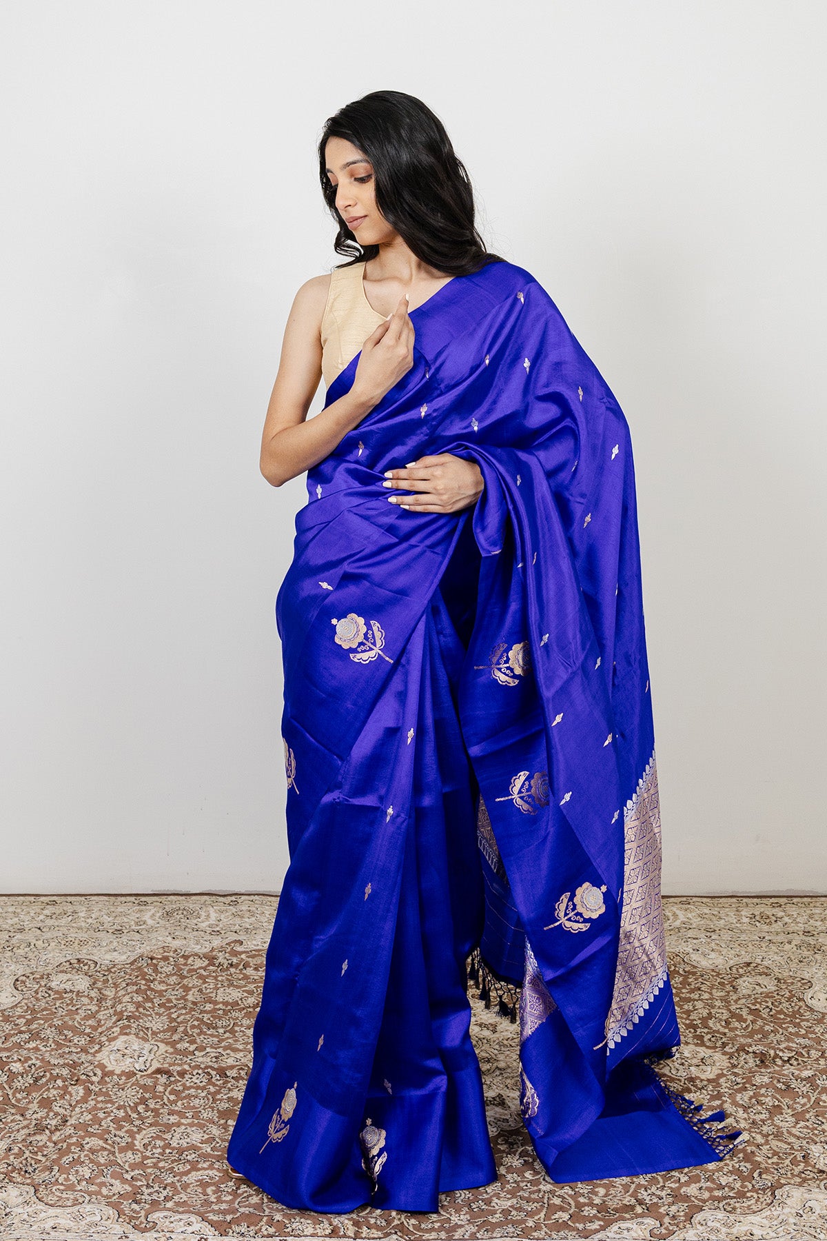 Royal Blue Katan Silk Banarasi Handloom Saree
