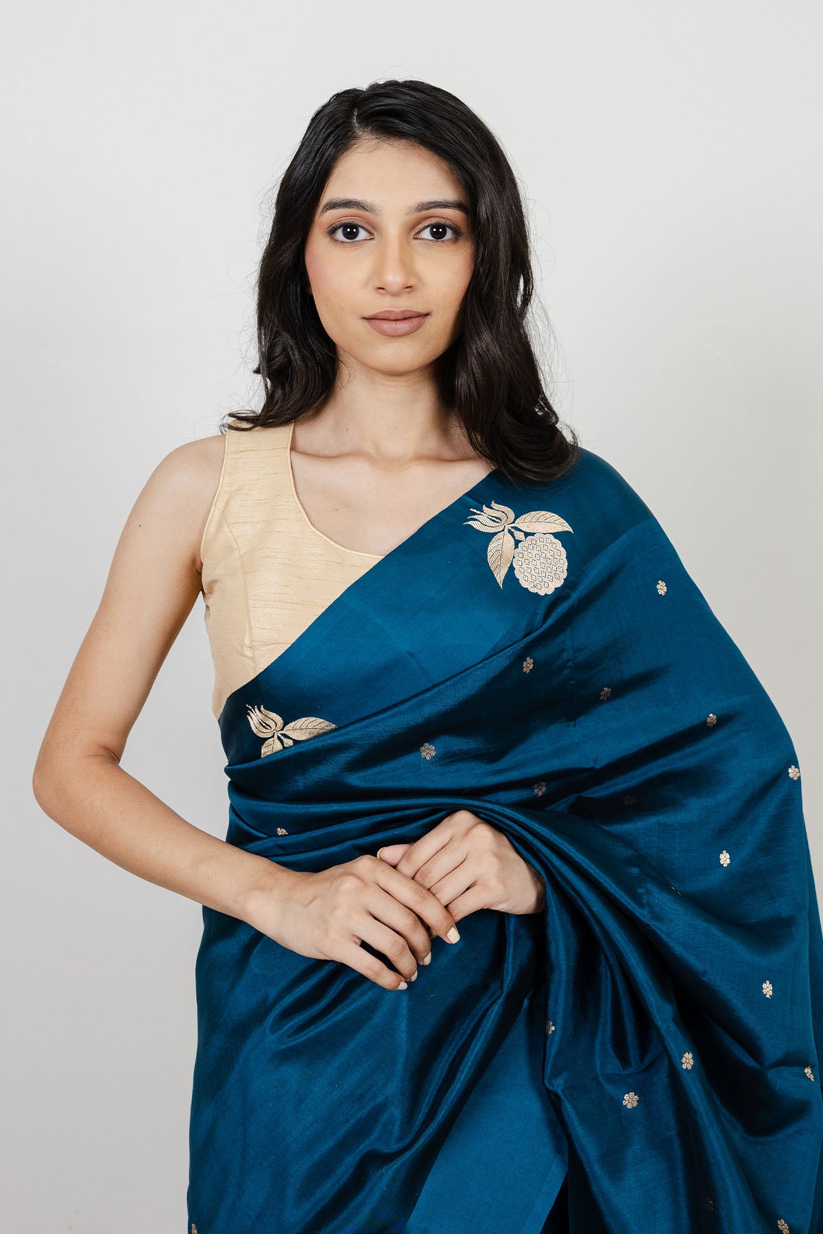 Deep Teal Katan Silk Banarasi Handloom Saree