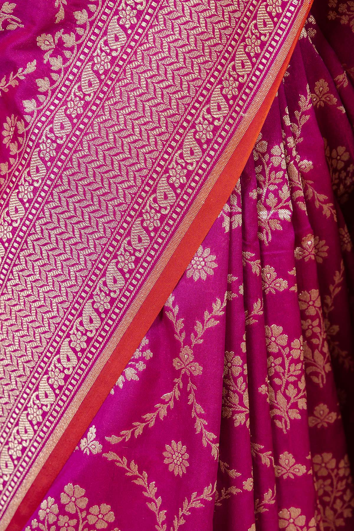 Magenta Katan Silk Banarasi Handloom Saree