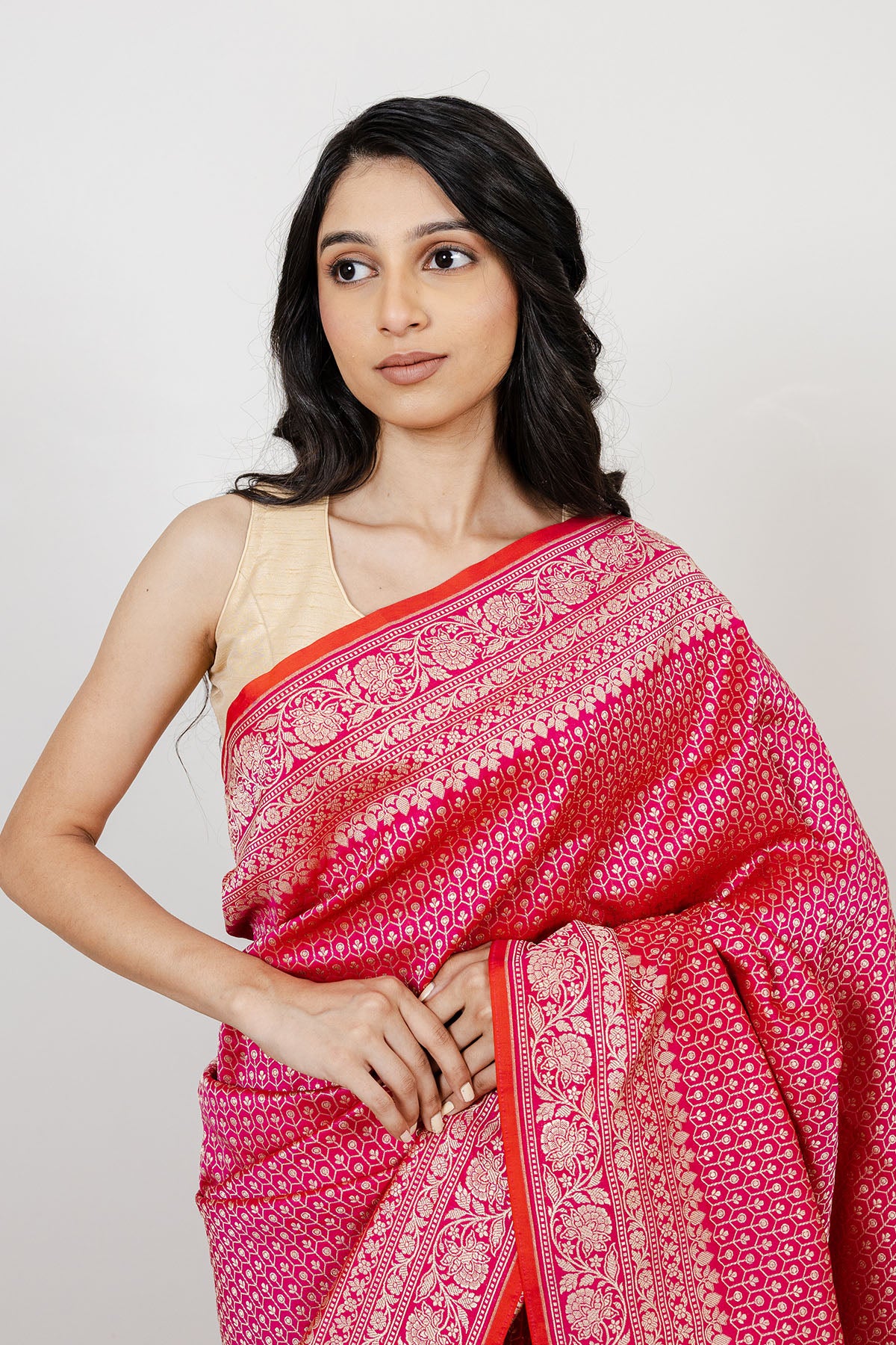Rani Pink Katan Silk Banarasi Handloom Saree