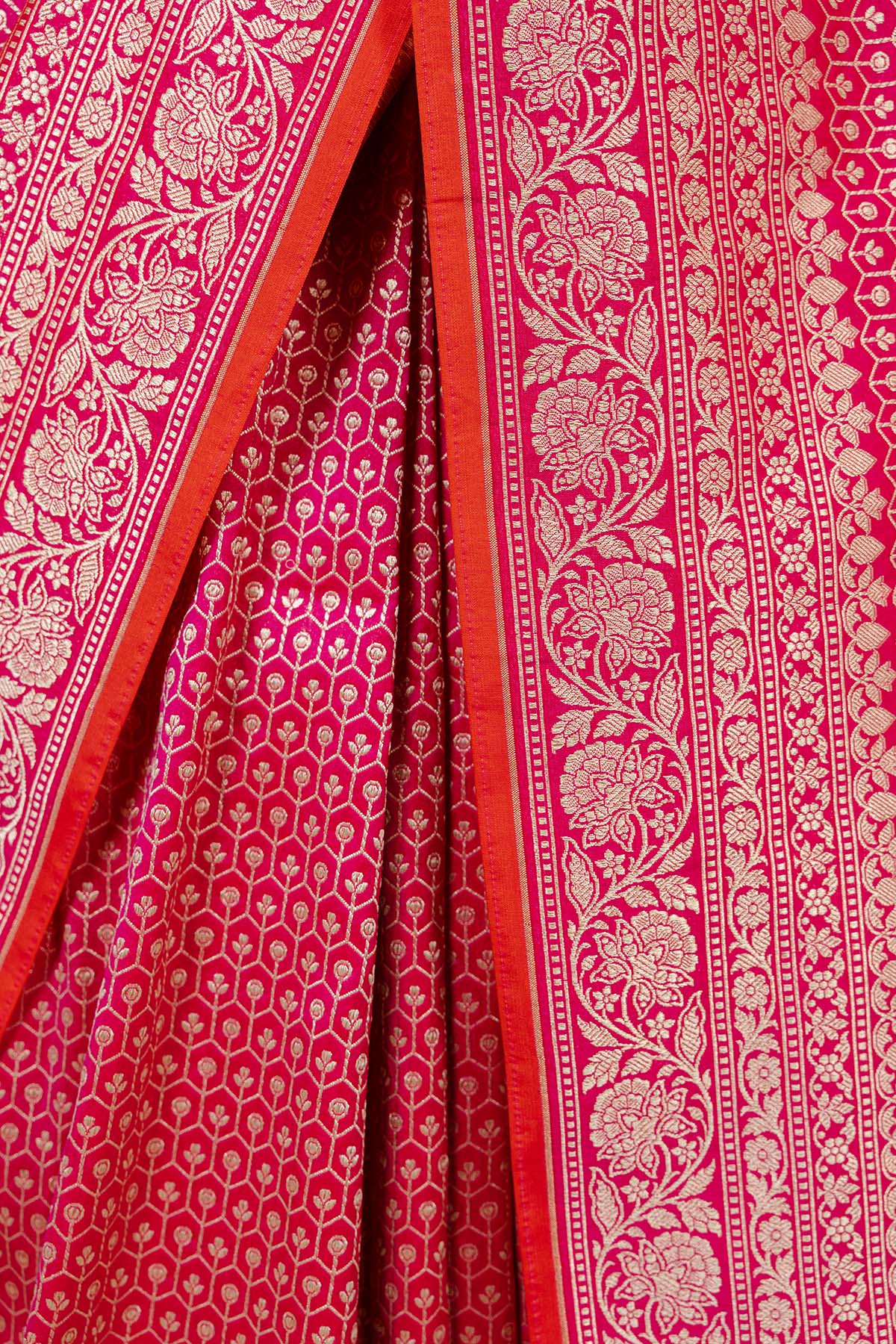 Rani Pink Katan Silk Banarasi Handloom Saree