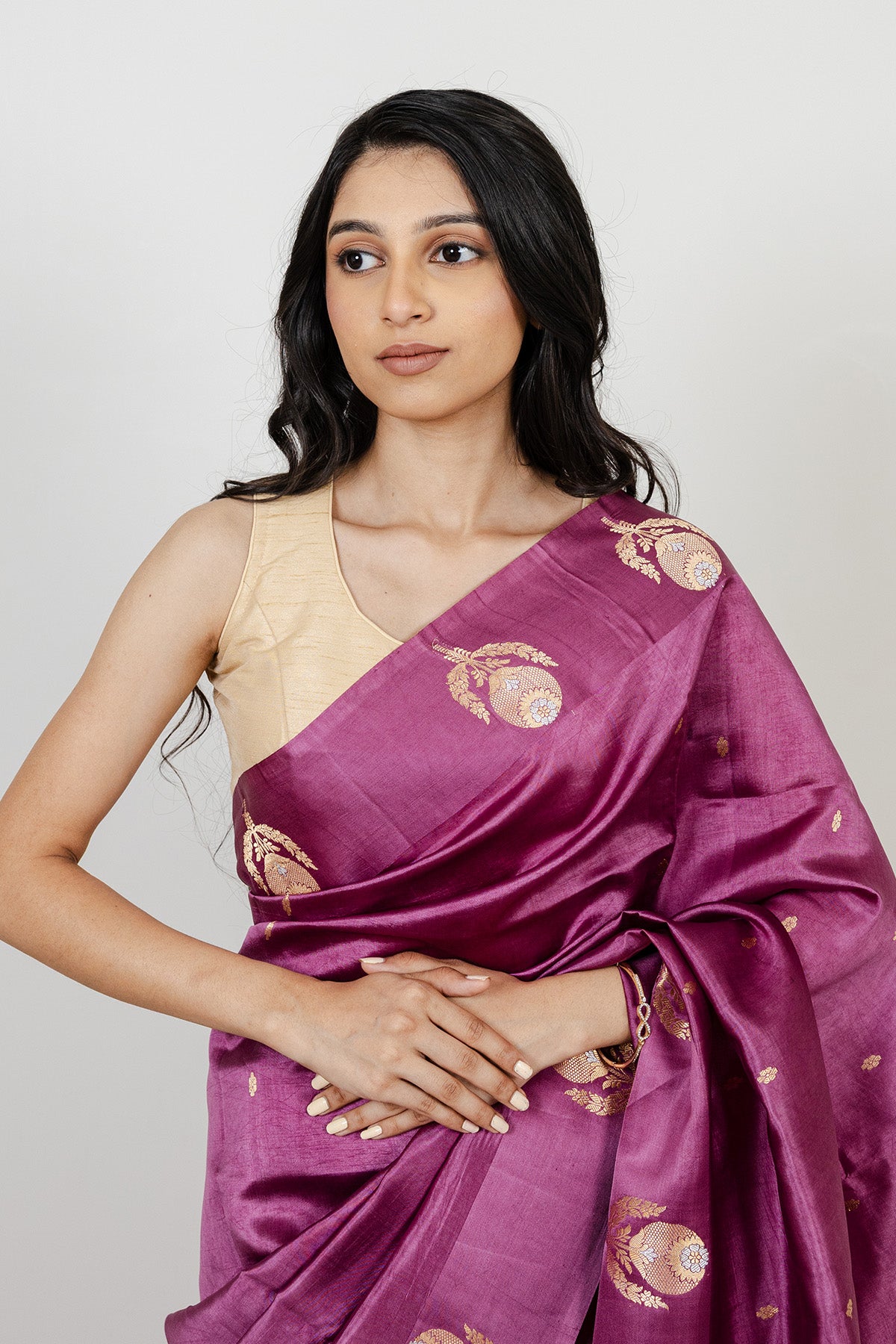 Plum Katan Silk Banarasi Handloom Saree
