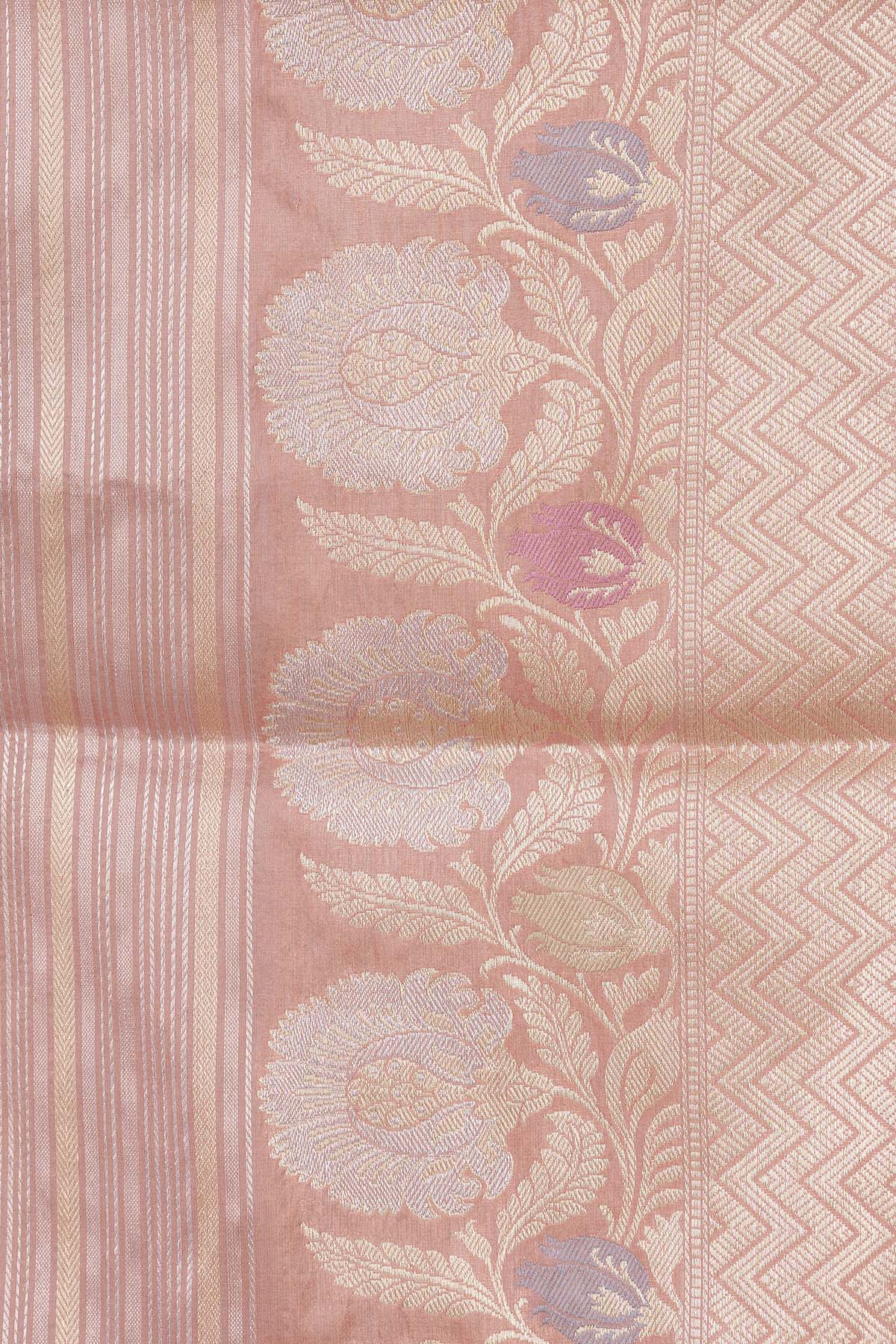 Pink Stripe Brocade Katan Silk Banarasi Handloom Saree