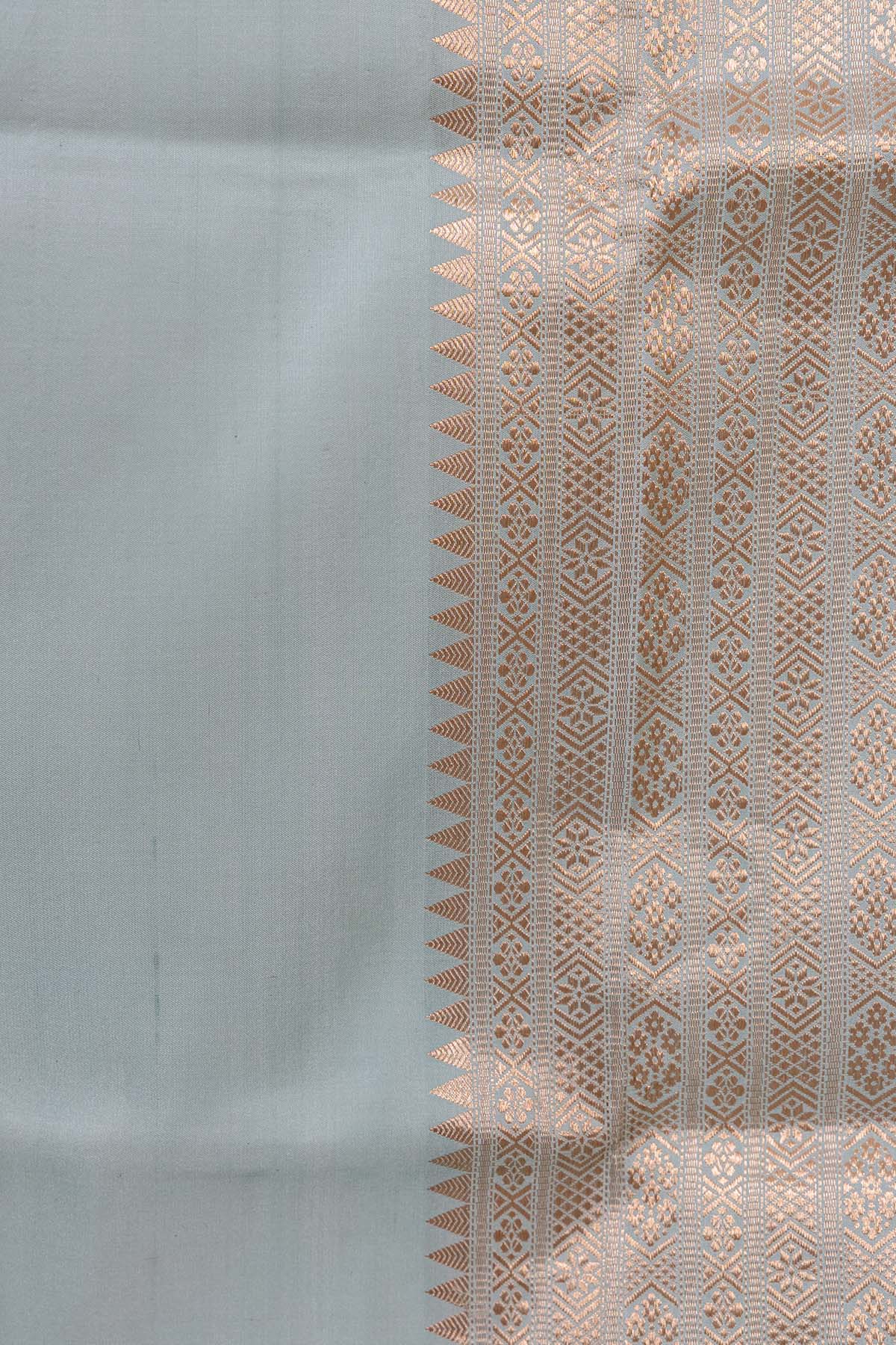 Sky Blue Plain Satin Katan Silk Banarasi Handloom Saree