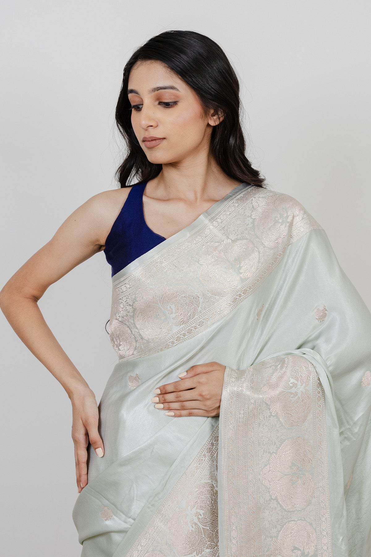 Sky Blue Bootidar Mashru Silk Banarasi Handloom Saree