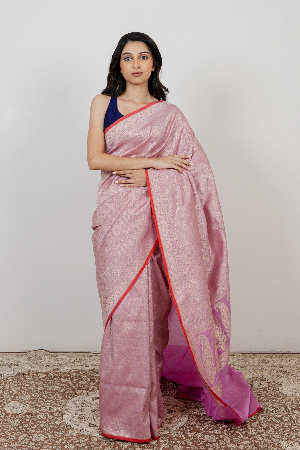 Pink Brocade Katan Silk Banarasi Handloom Saree