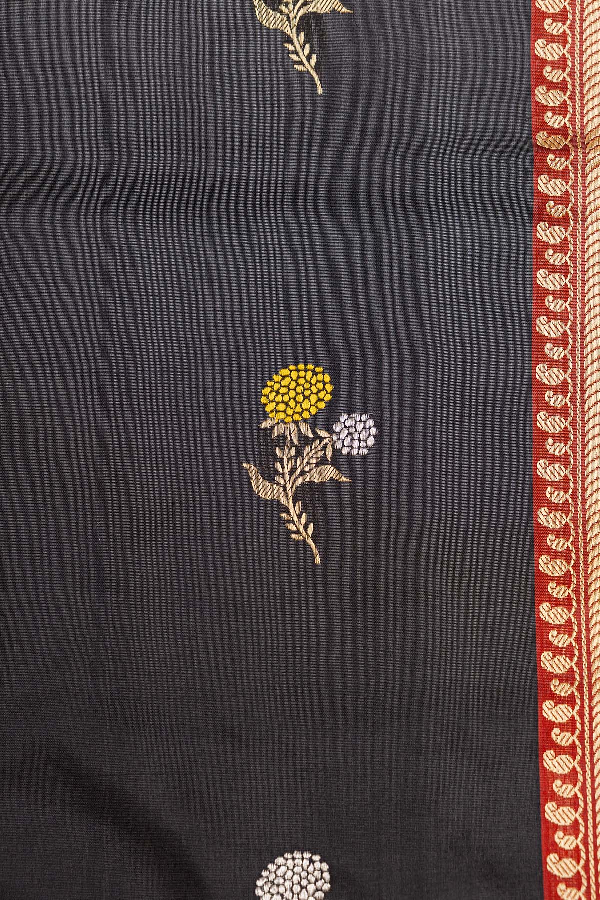 Black Meena Booti Katan Silk Banarasi Handloom Saree