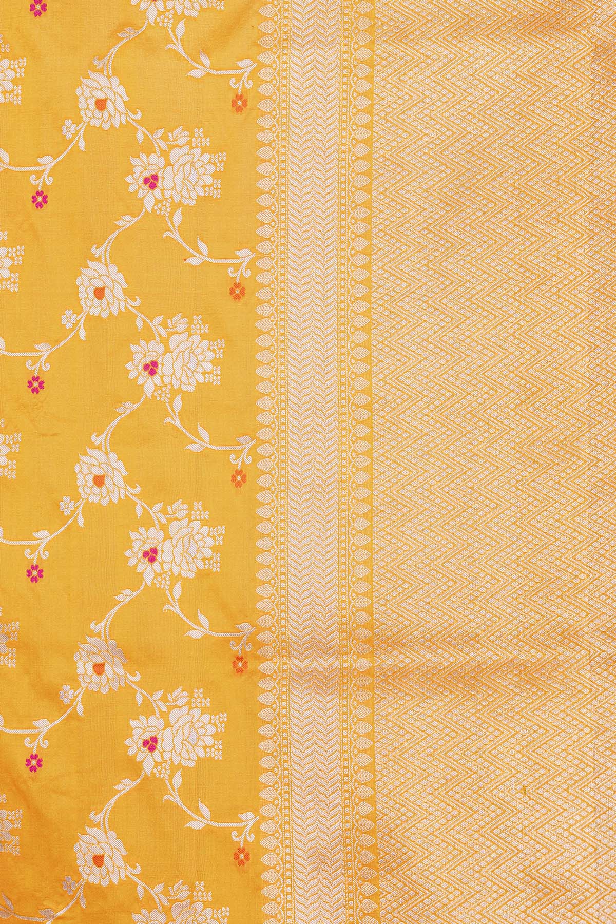 Orange Meena Booti Katan Silk Banarasi Handloom Saree