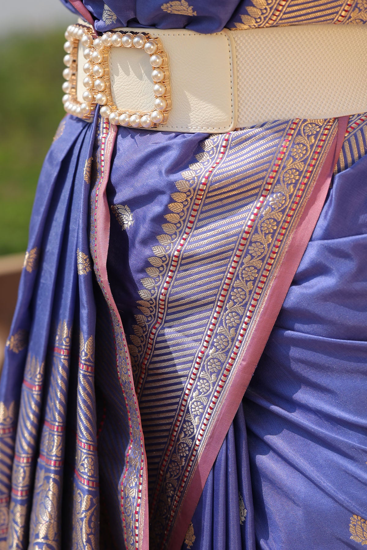 Blue Sonarupa Booti Katan Silk Banarasi Handloom Saree