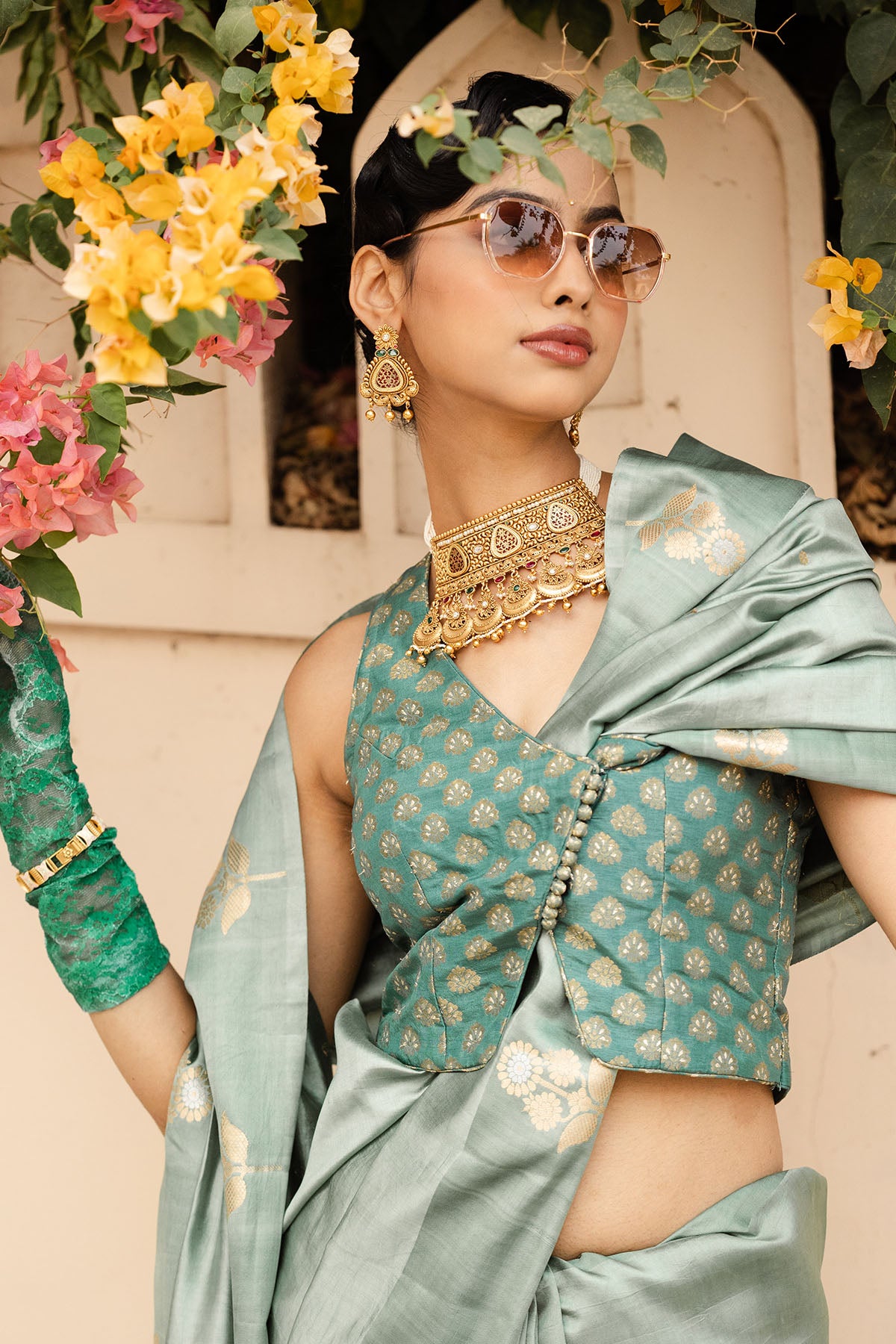 Mint Green Katan Silk Banarasi Handloom Saree