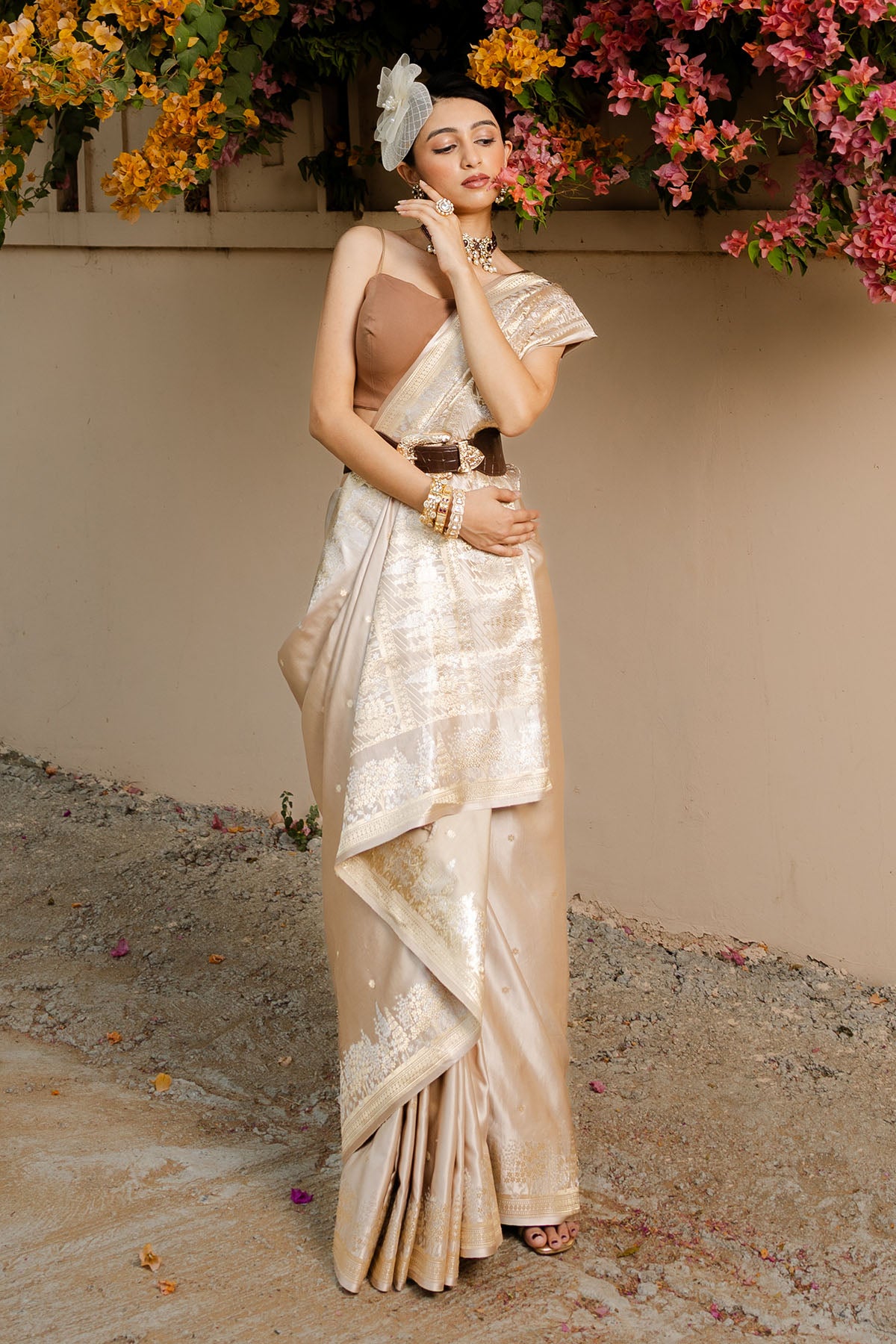 Tussar Meenakari Satin Katan Silk Banarasi Handloom Saree