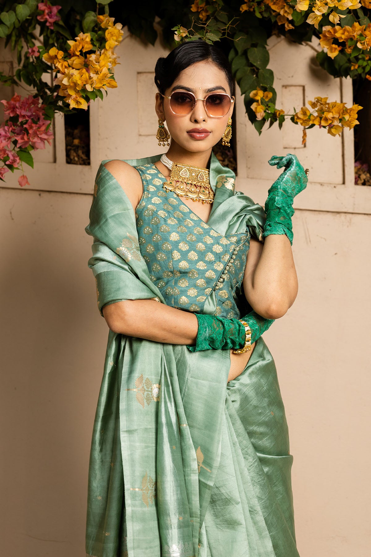 Mint Green Katan Silk Banarasi Handloom Saree