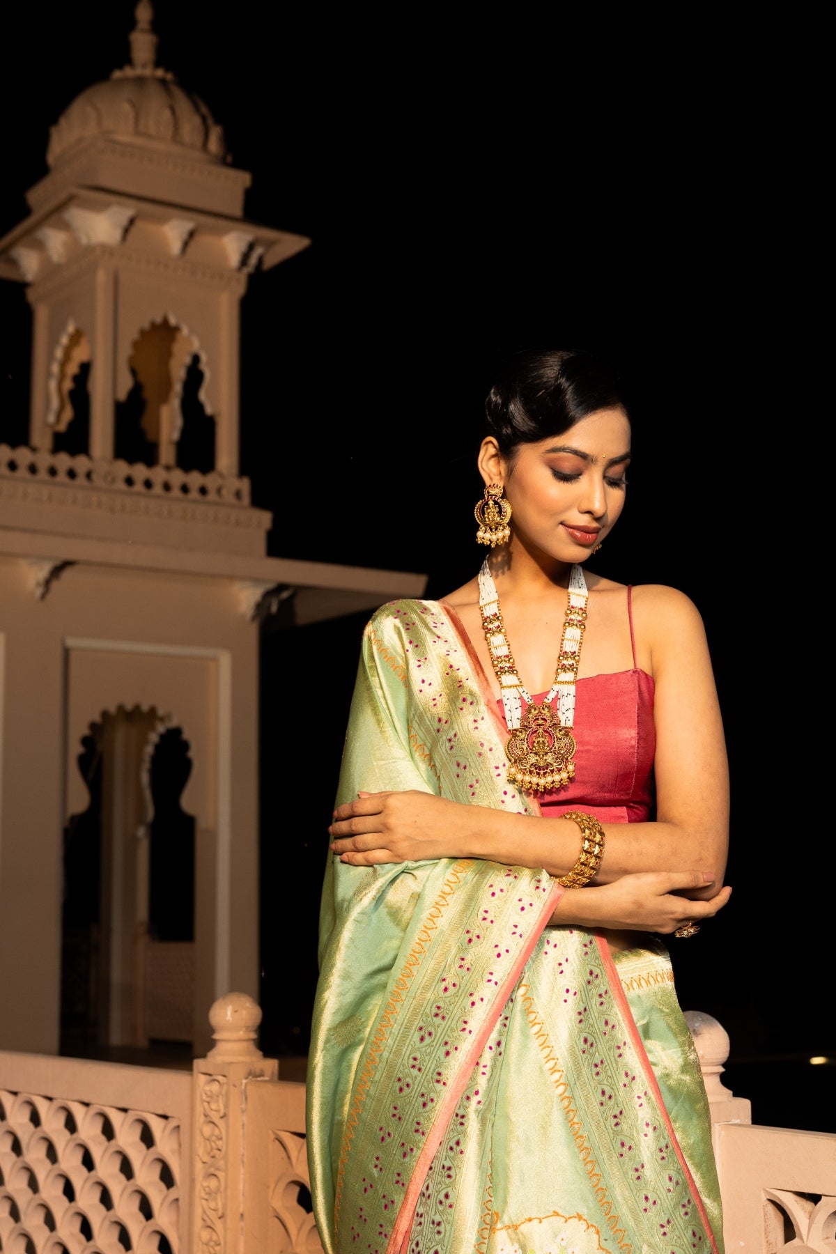 Pista Green Pure Tissue Banarasi Handloom Saree