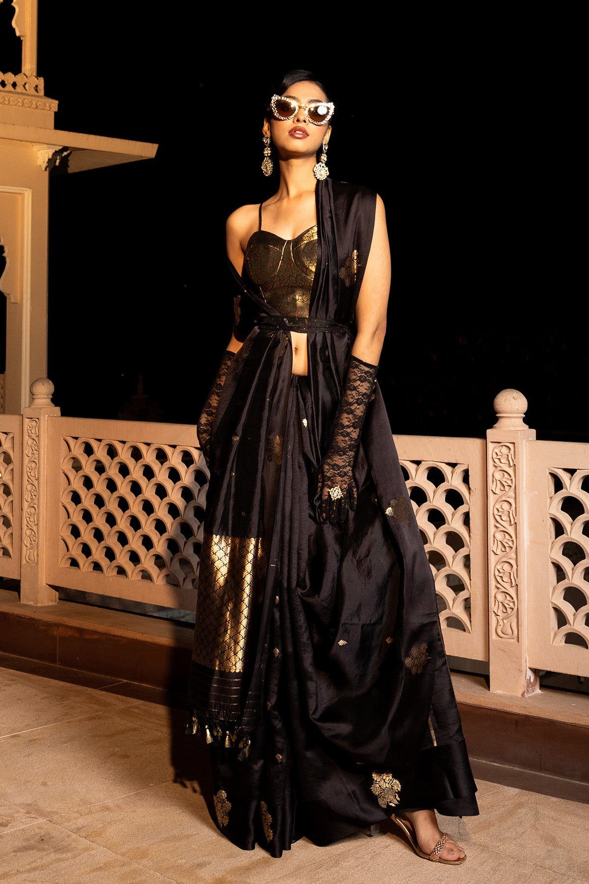 Black Katan Silk Banarasi Handloom Saree