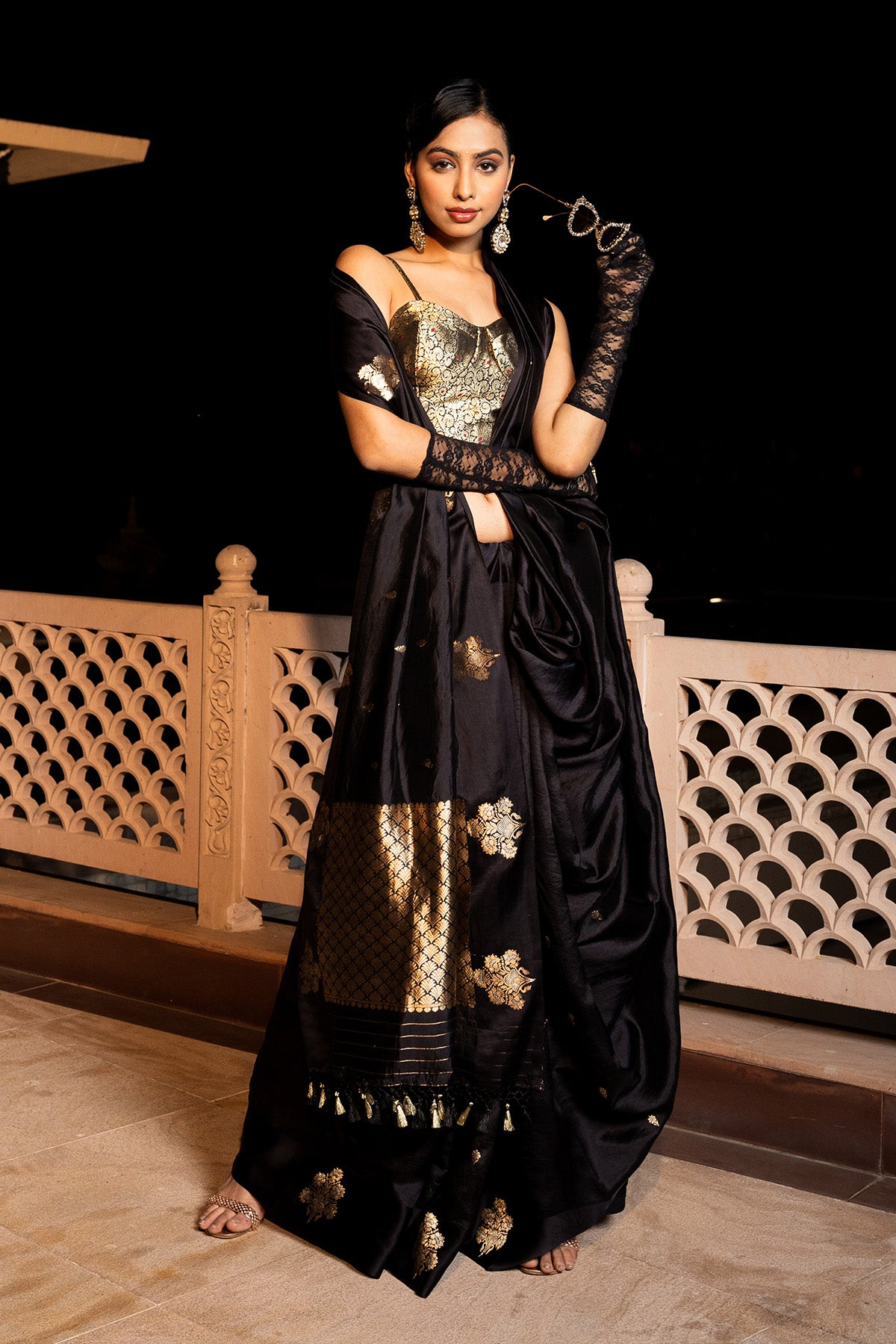 Black Katan Silk Banarasi Handloom Saree