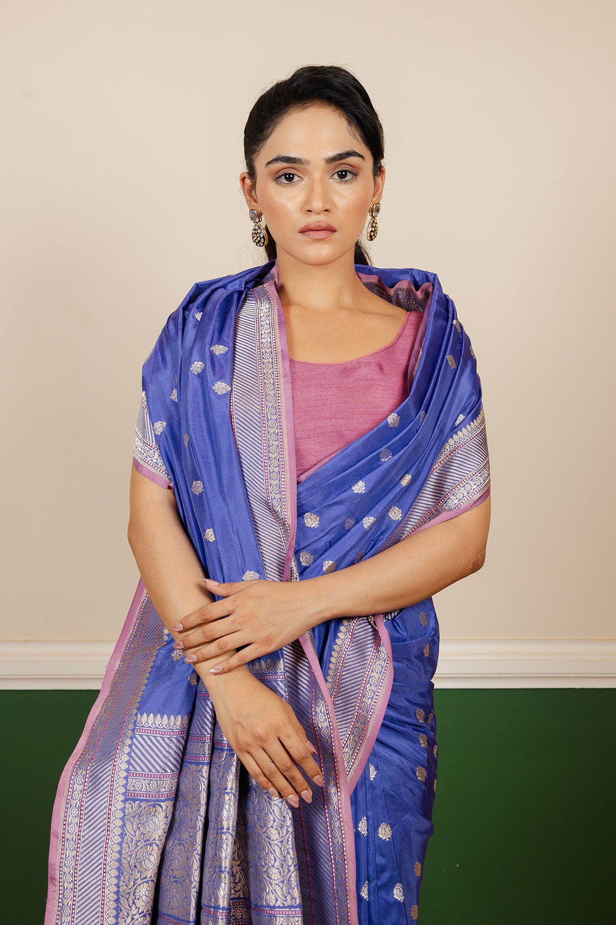 Blue Sonarupa Booti Katan Silk Banarasi Handloom Saree