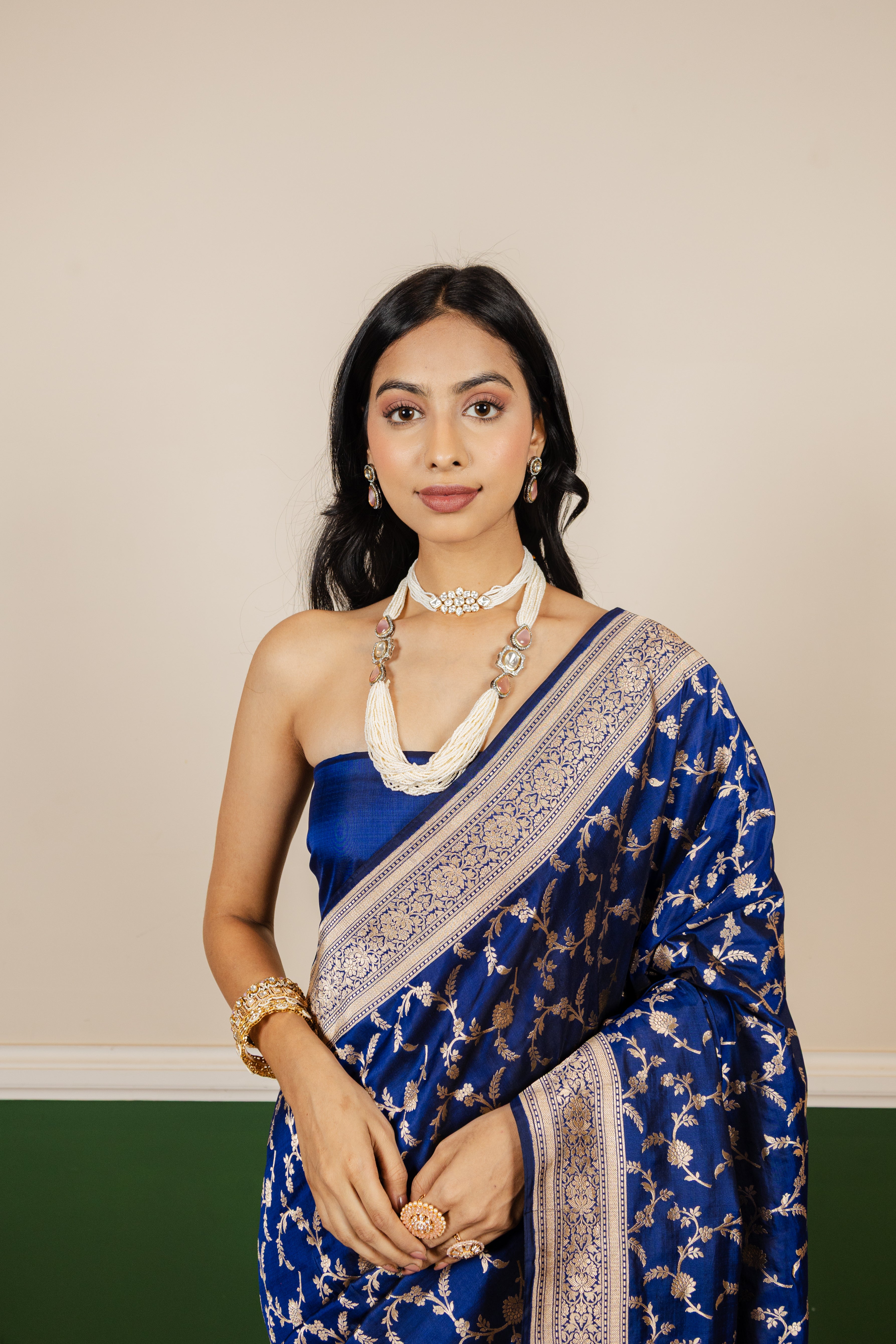 Blue Jaal Katan Silk Banarasi Handloom Saree