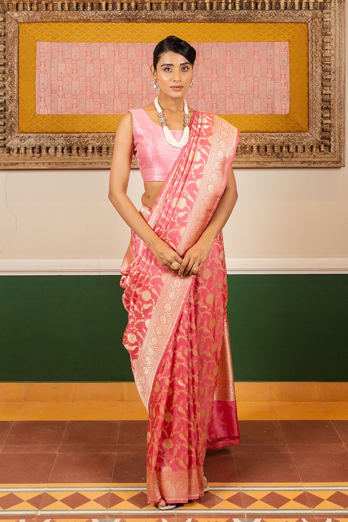 Rani Jaal Upadda Silk Banarasi Handloom Saree
