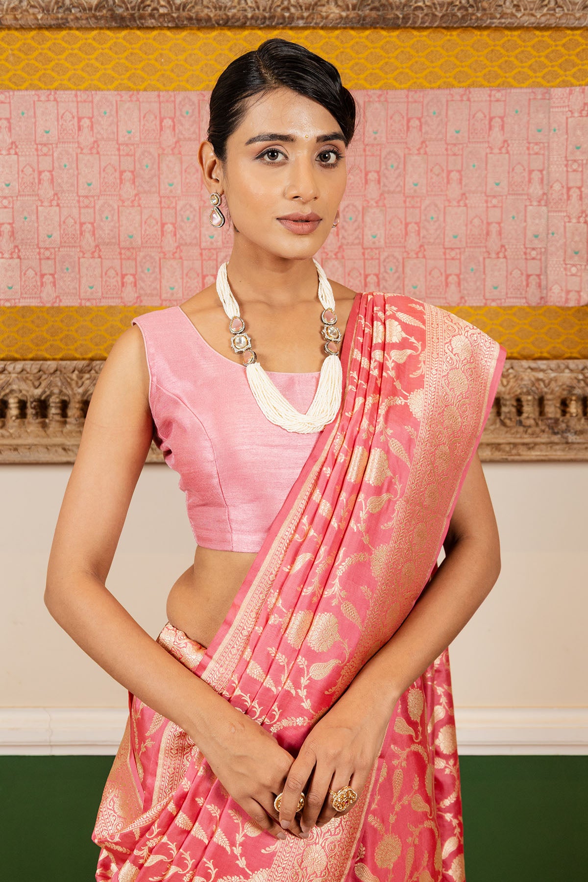 Rani Jaal Upadda Silk Banarasi Handloom Saree