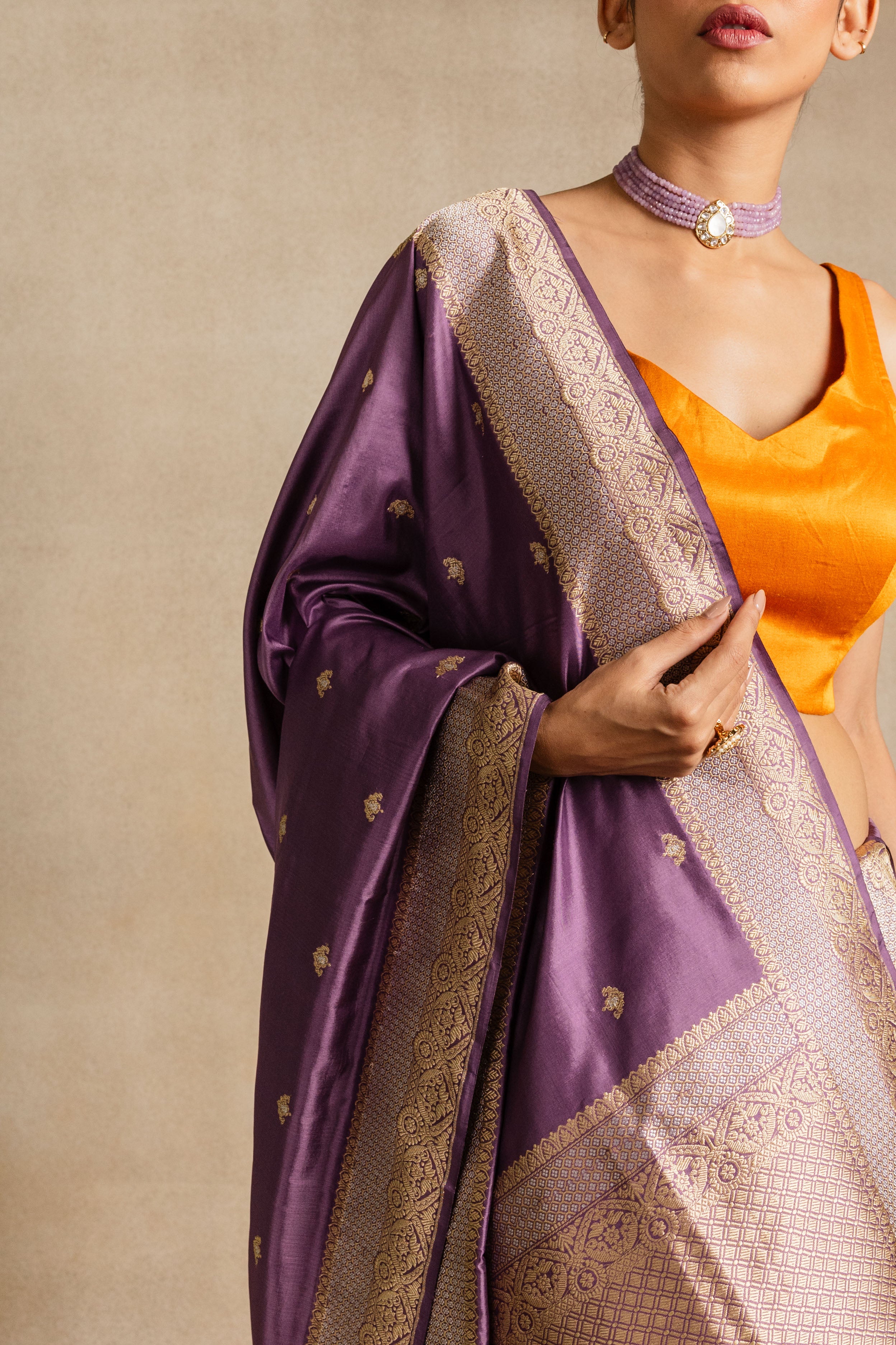 Onion Pink Booti Katan Silk Saree