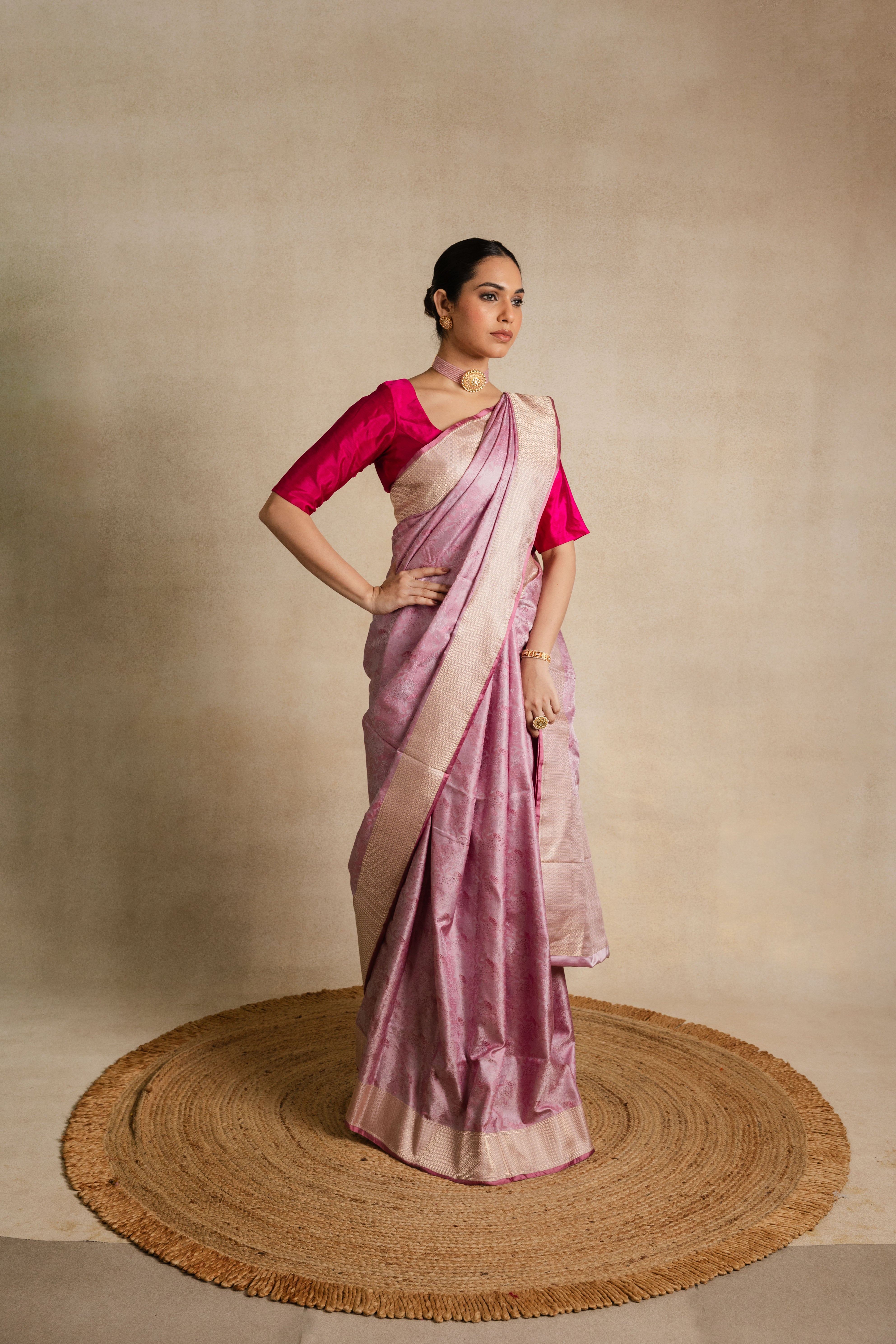 Onion Pink Tanchoi Katan Silk Saree