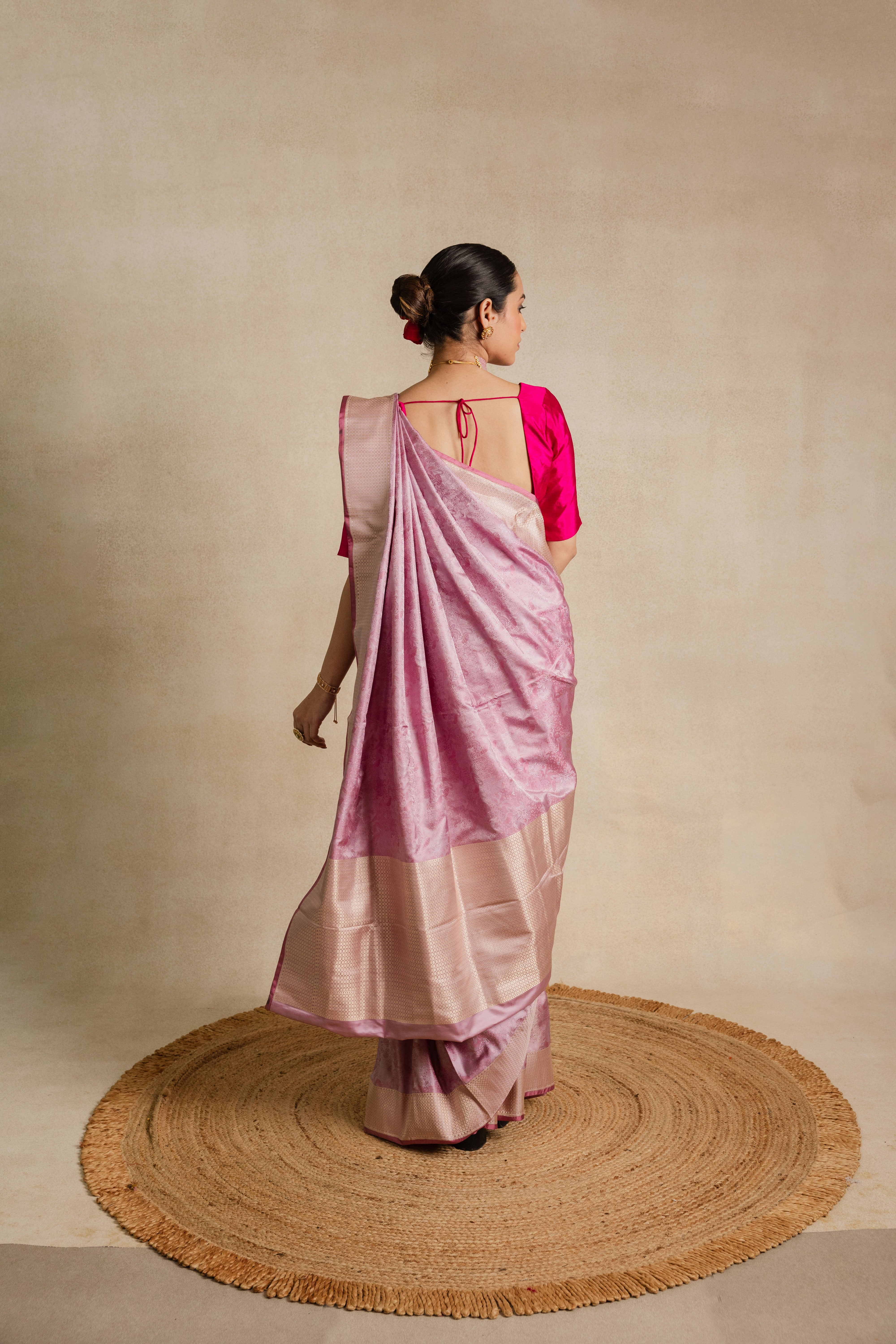 Onion Pink Tanchoi Katan Silk Saree