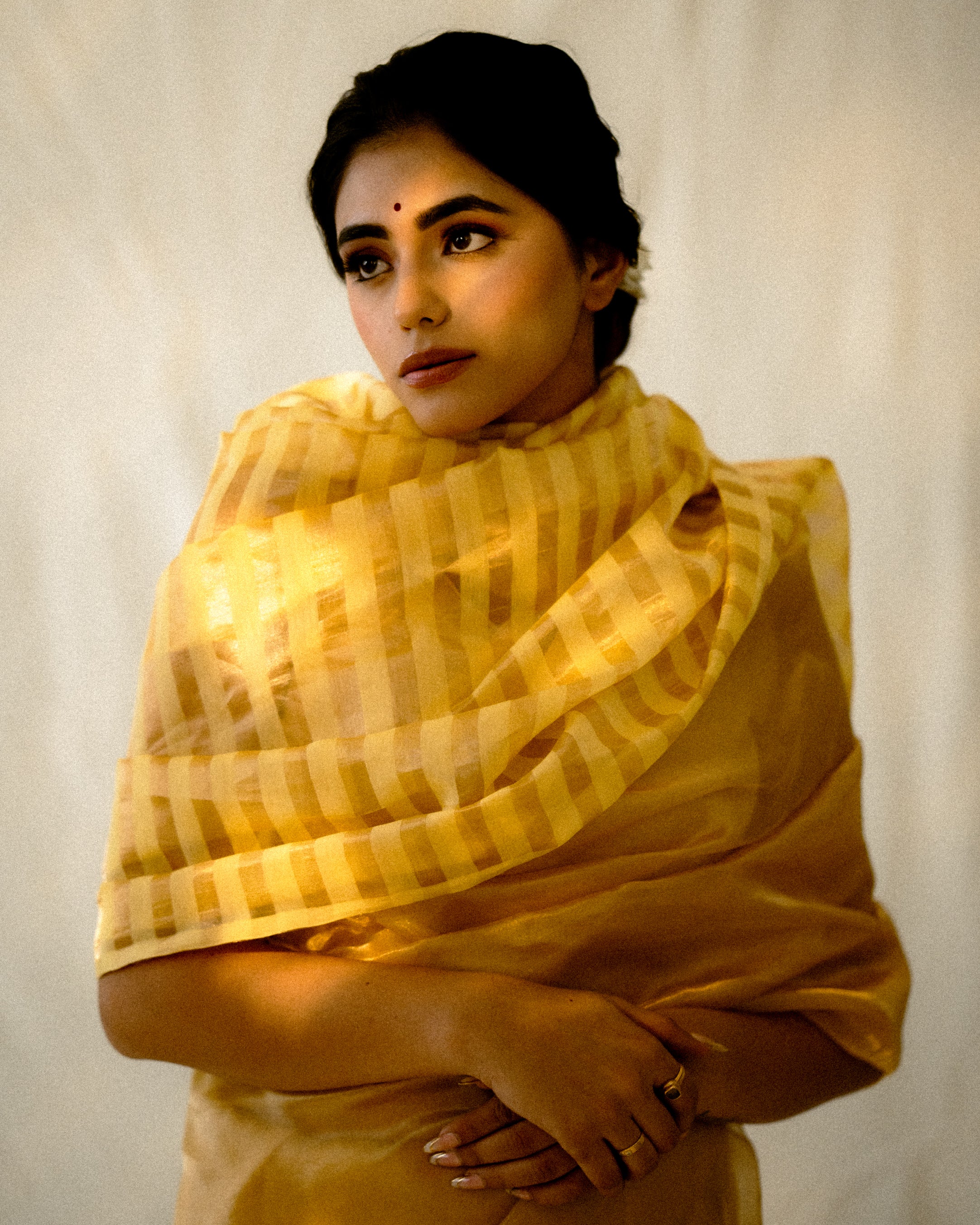 Yellow Stripe Pure Tissue Banarasi Handloom Saree