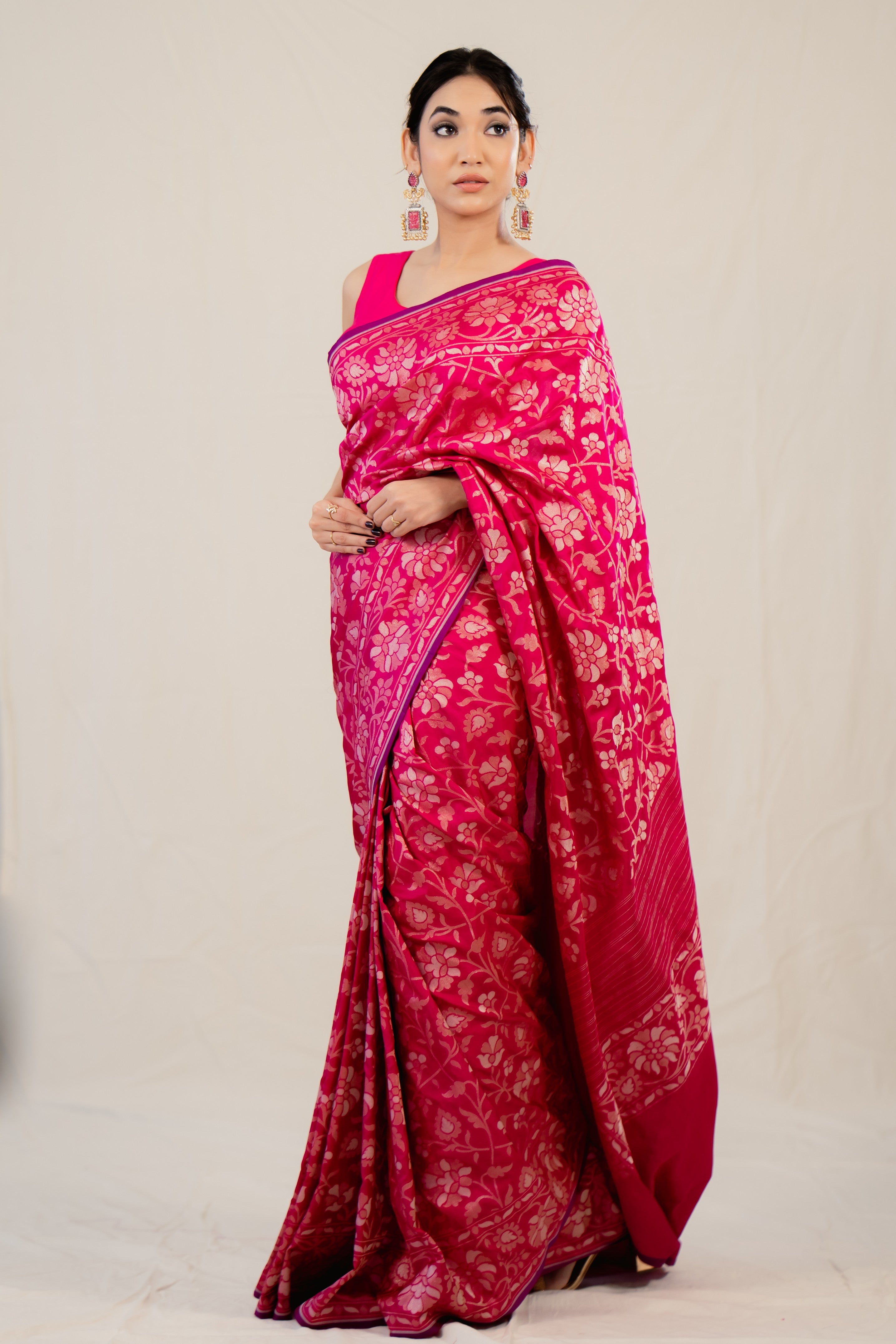 Rani Katan Silk Jaal Saree