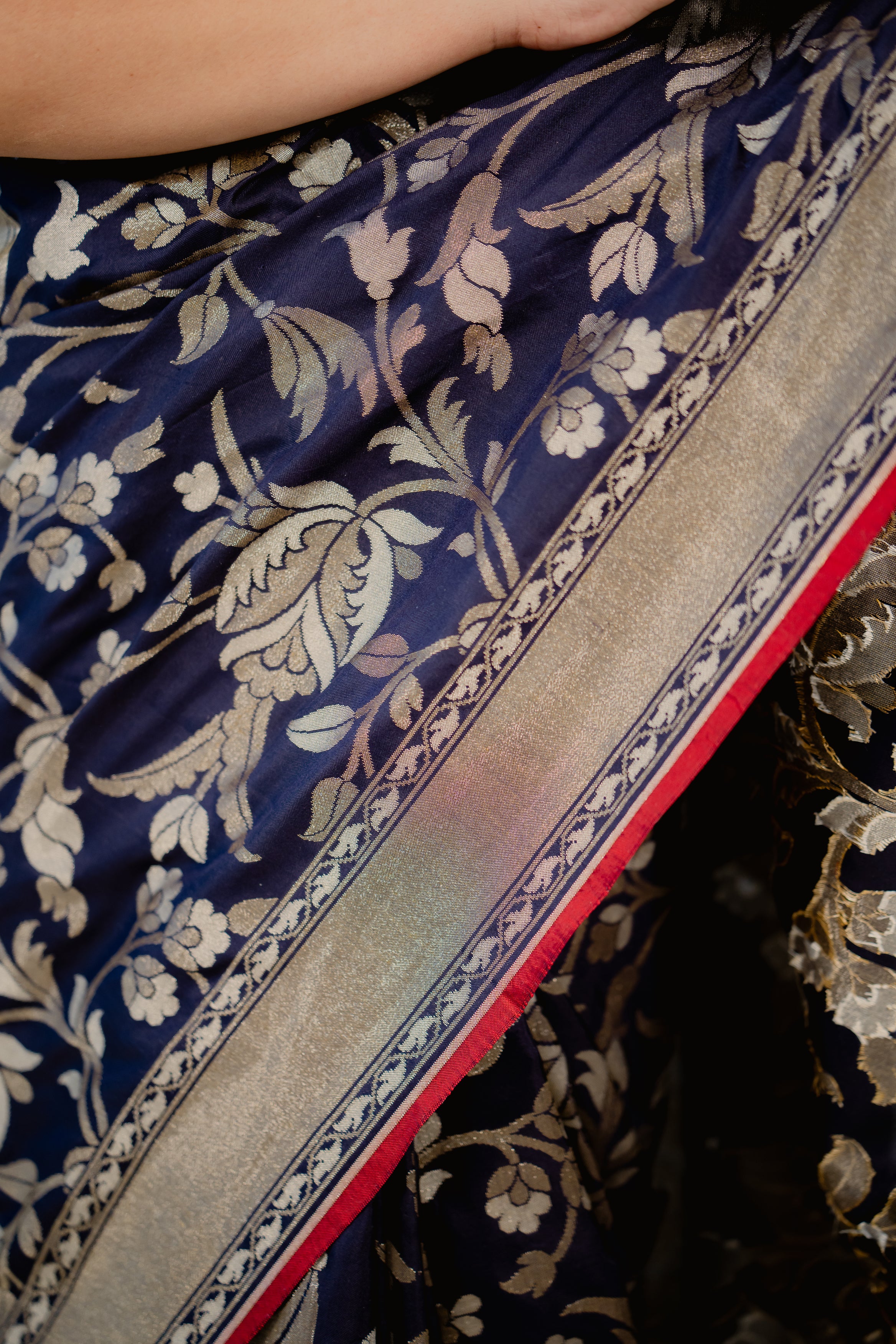 Blue Katan Silk Jaal Saree