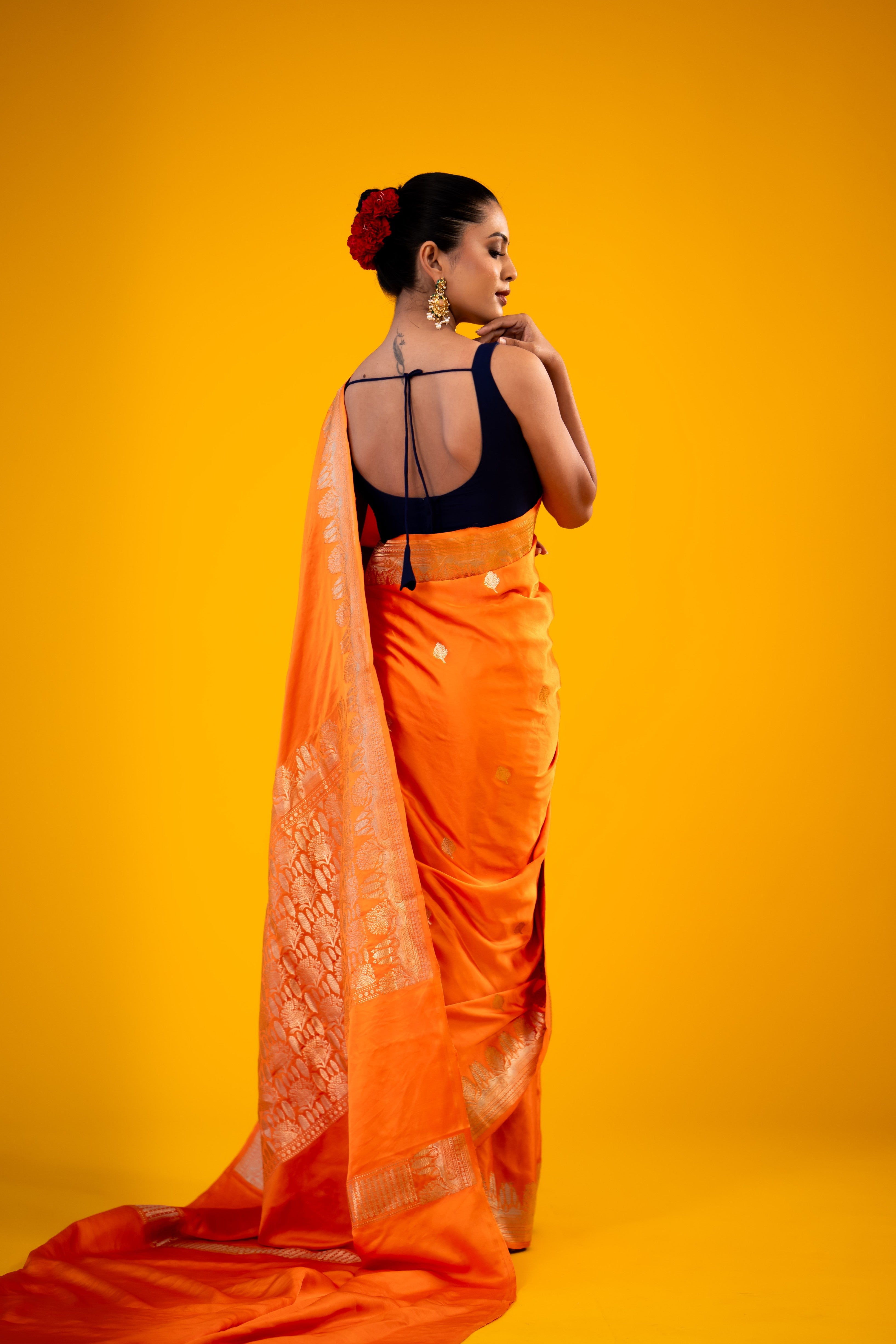 Orange Bootidar Mashru Katan Silk Banarasi Handloom Saree
