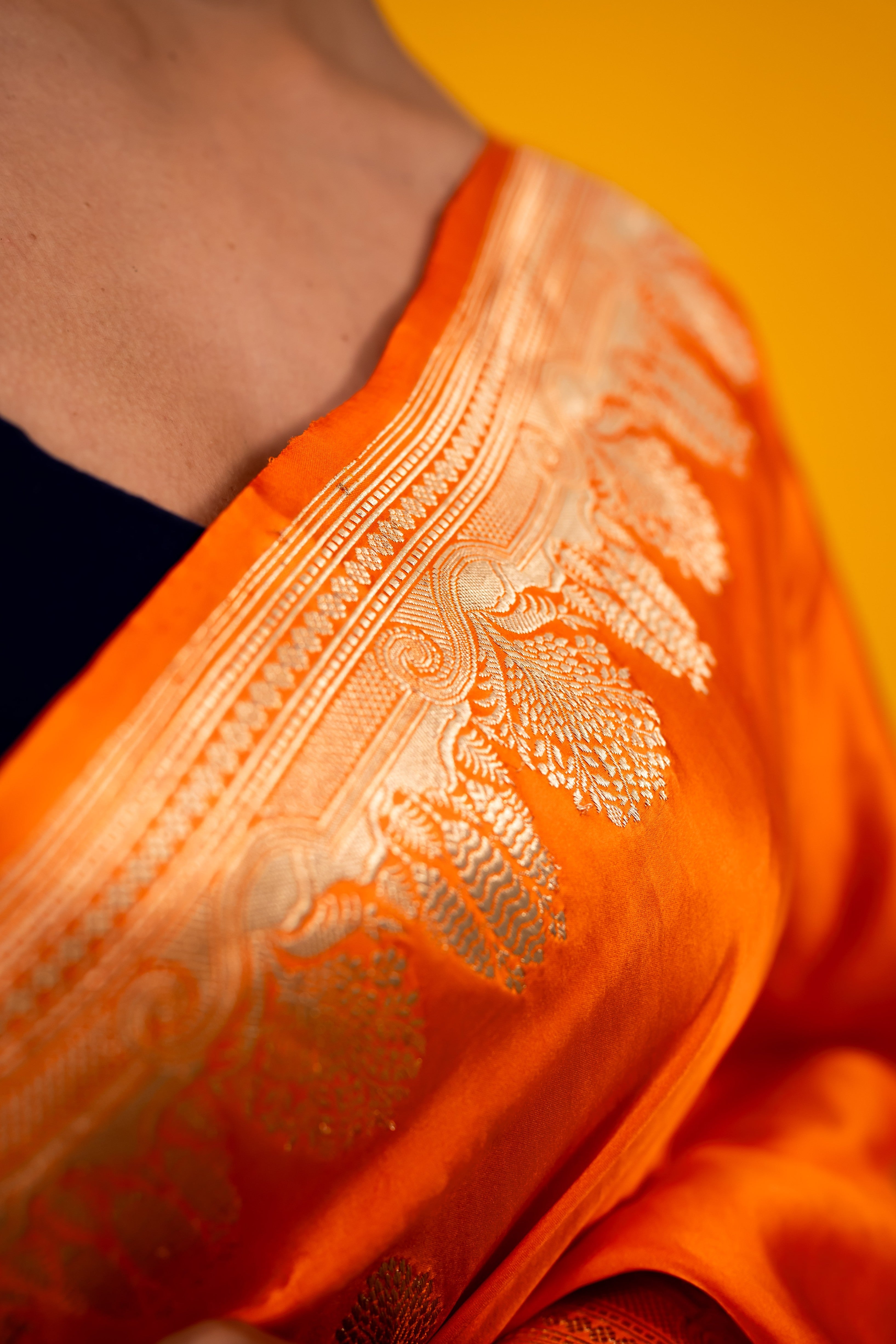Orange Bootidar Mashru Katan Silk Banarasi Handloom Saree