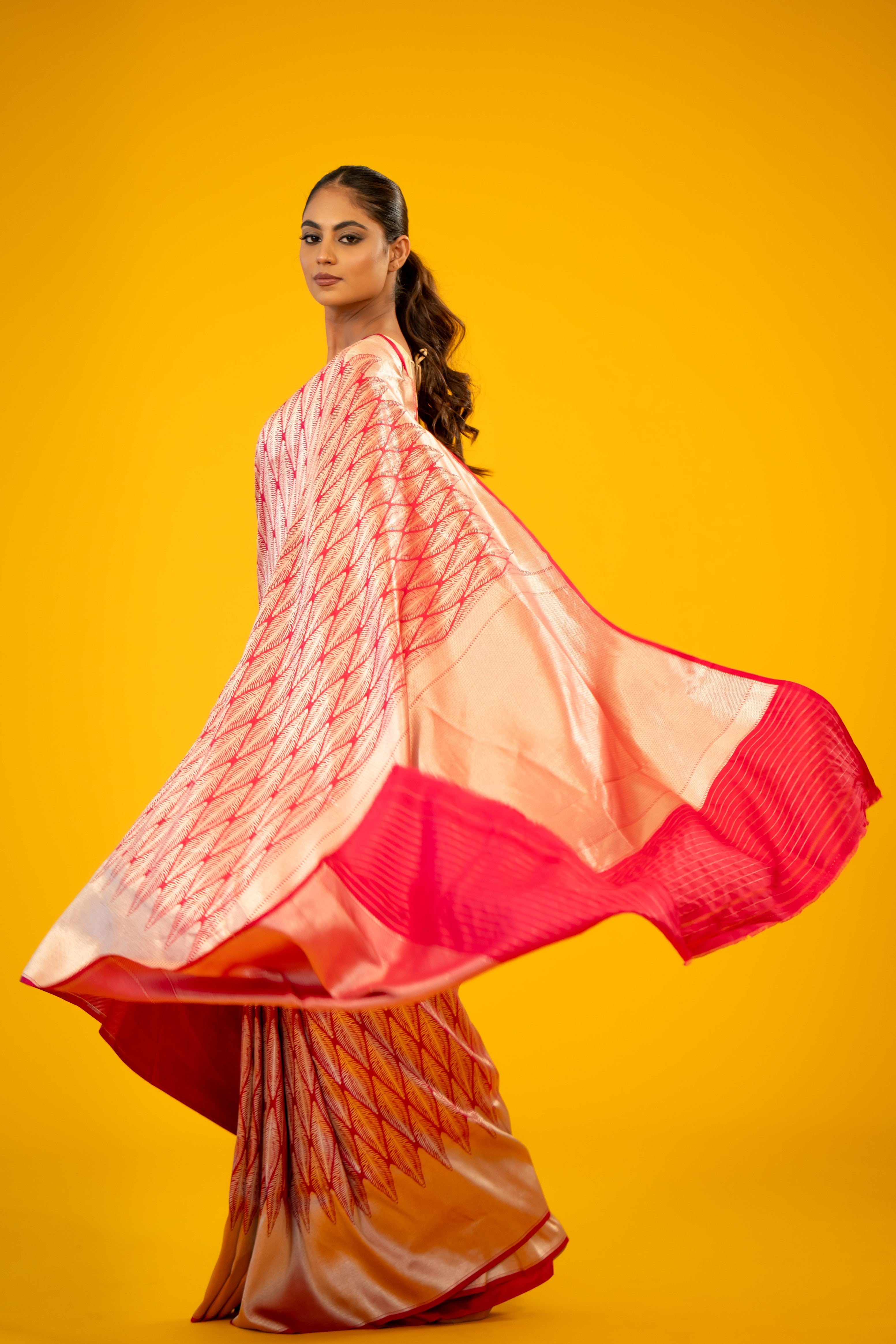 Rani Tiger Skin Katan Silk Banarasi Handloom Saree