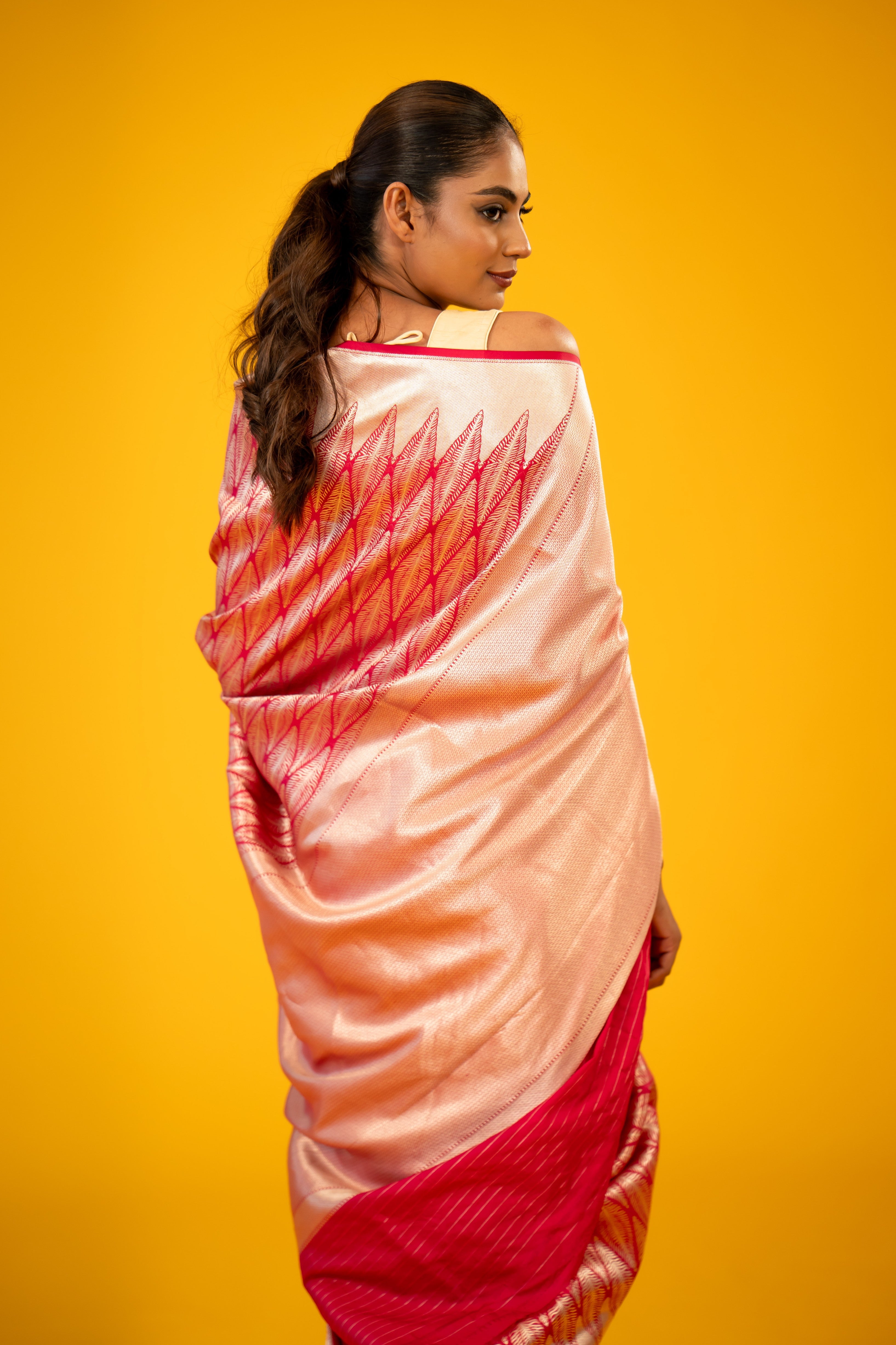 Rani Tiger Skin Katan Silk Banarasi Handloom Saree