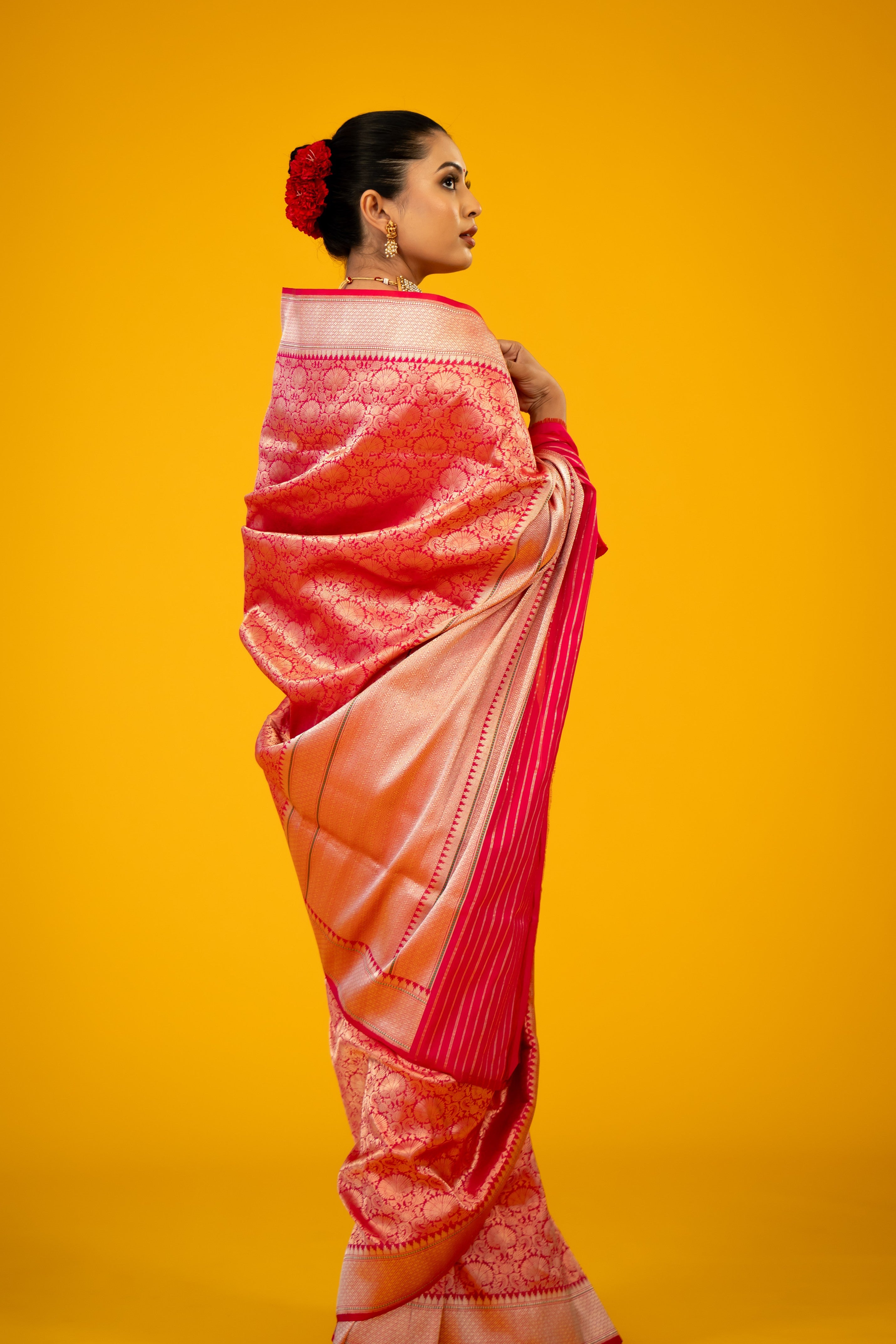 Rani Katan Silk Brocade Handloom Banarasi Saree